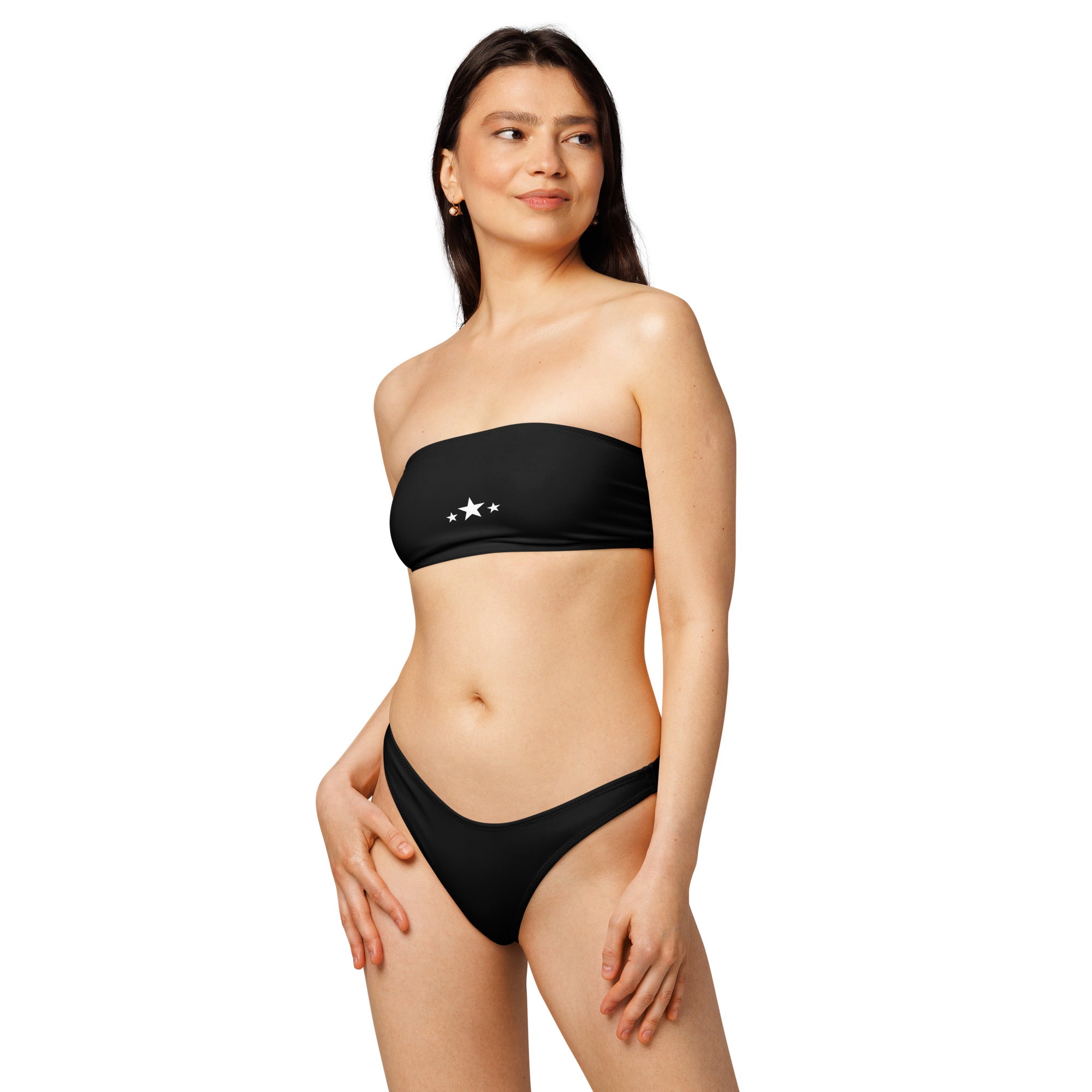 Ammersoul Bikini Damen getragen – schwarzer Bandeau Bikini für Frauen mit UPF 50+, aus dem Fünfseenland, DE, AT, CH