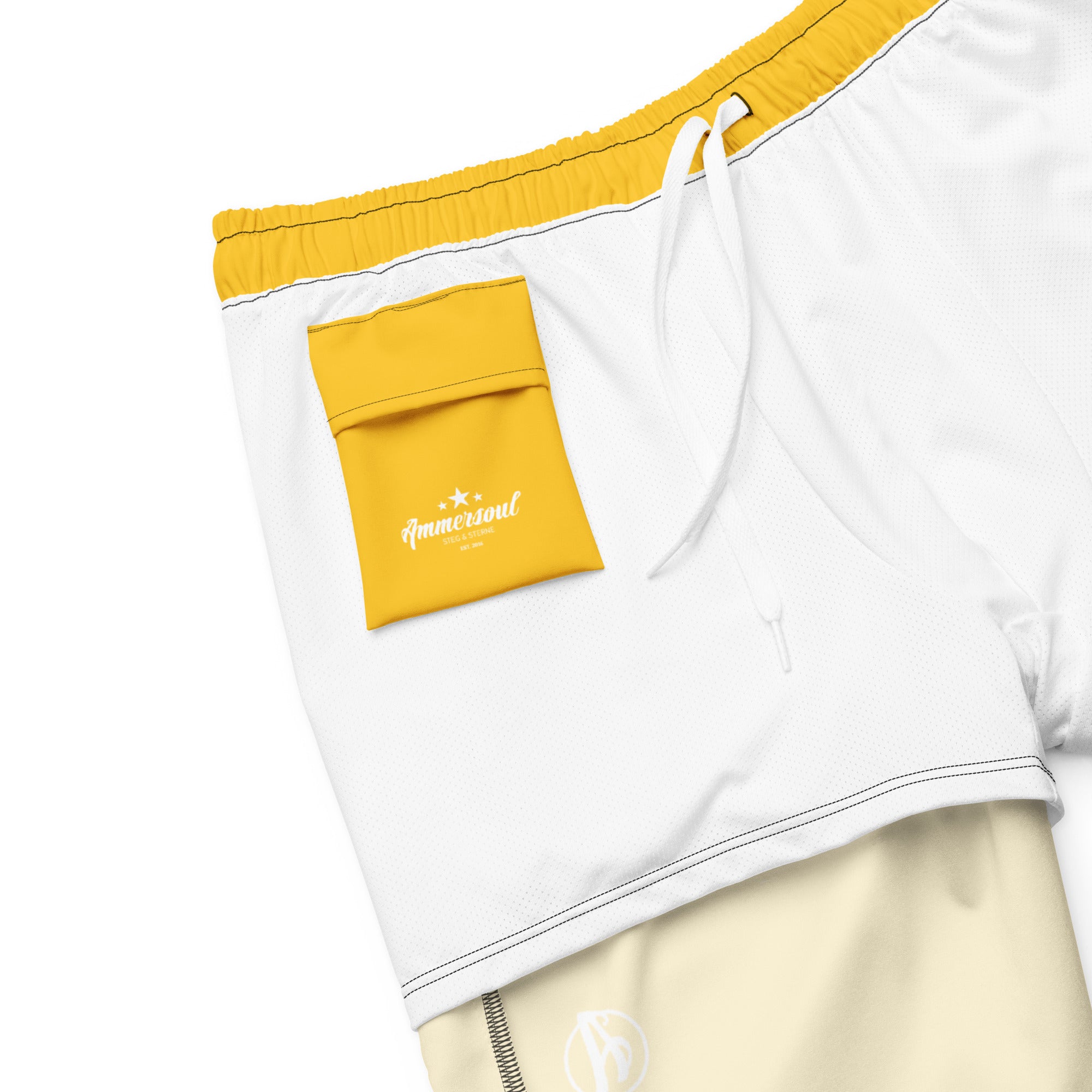 Ammersoul Badeshort Herren Gelb – Badehose inspiriert von Steinebach & Breitbrunn am Ammersee in Bayern