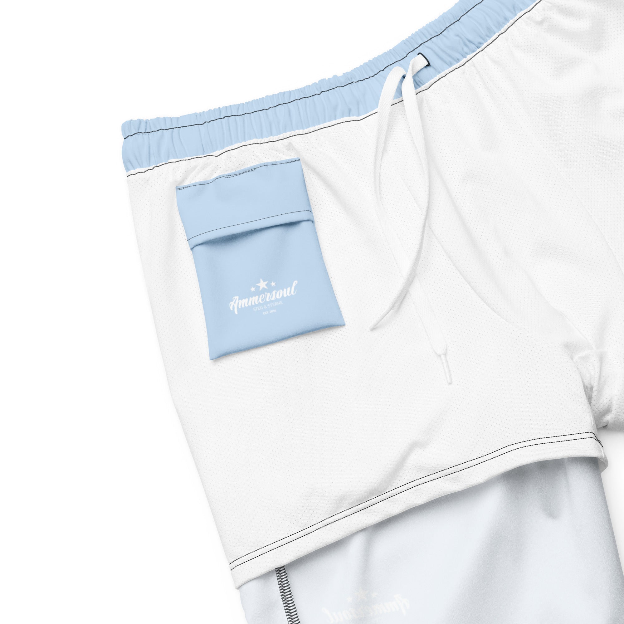 Ammersoul Badeshort Herren Hellblau – Badehose inspiriert von Steinebach & Breitbrunn am Ammersee in Bayern