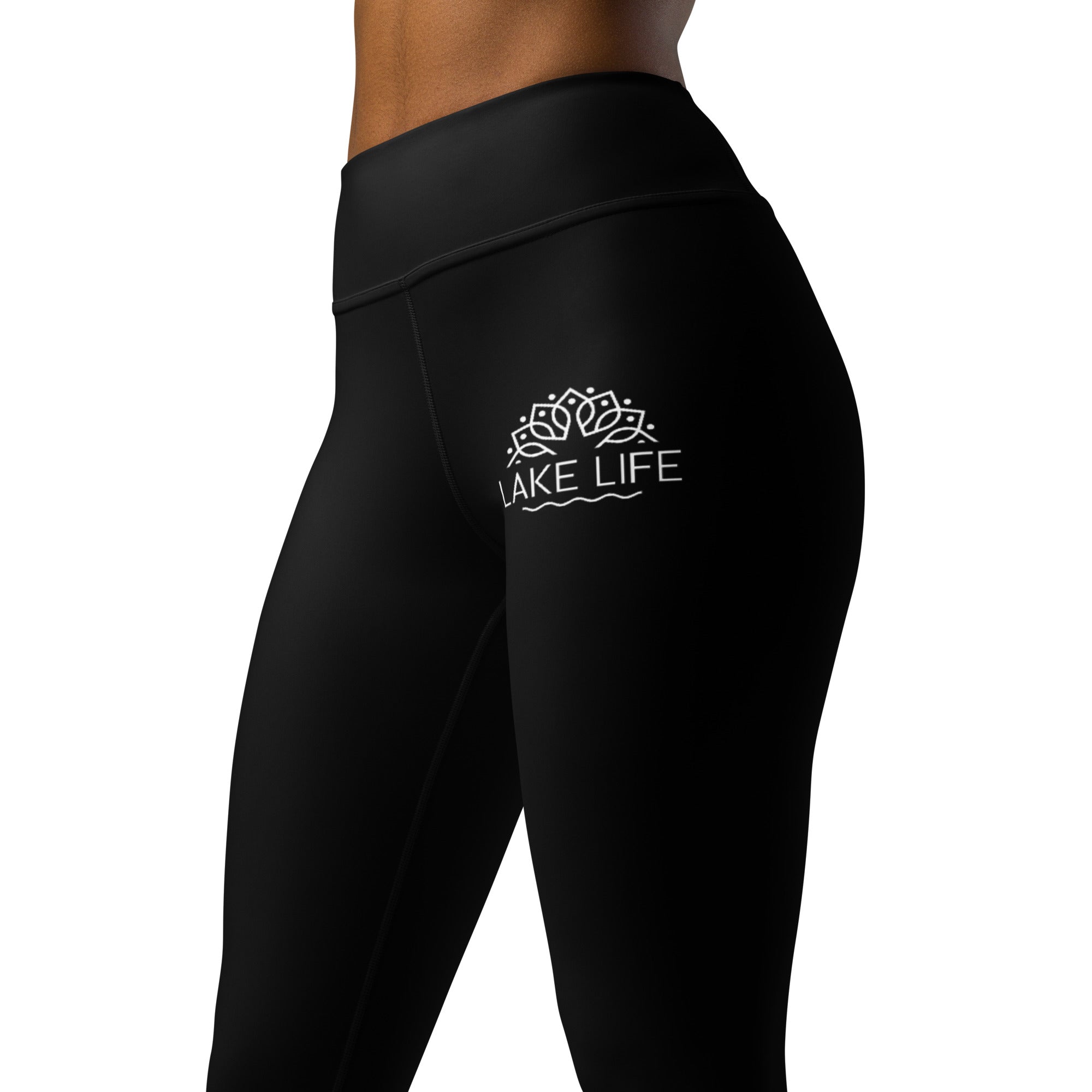 Lake Life Damen Yoga-Leggings Schwarz – nachhaltige Activewear inspiriert vom Ammersee & Fünfseenland in Bayern
