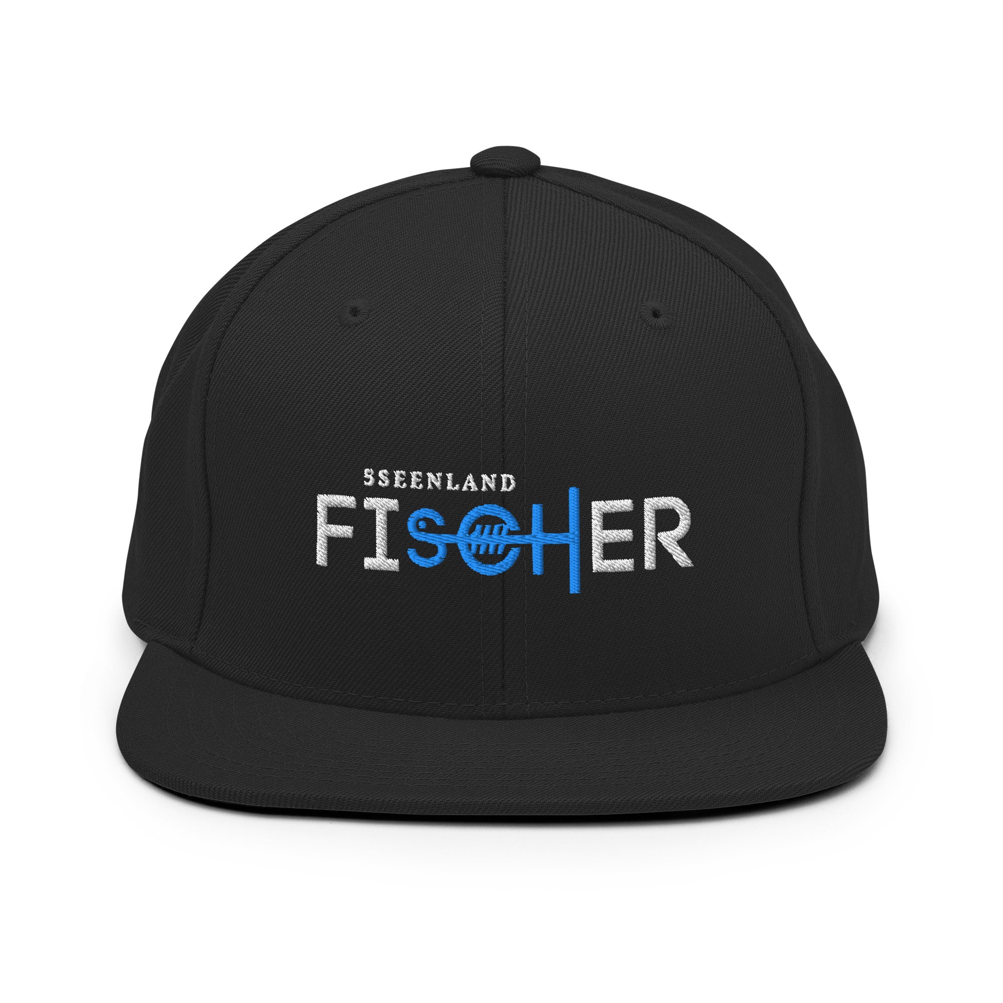 Fischer Cap Schwarz – Front frontal, Streetwear inspiriert vom Ammersee für Freizeit & Sport