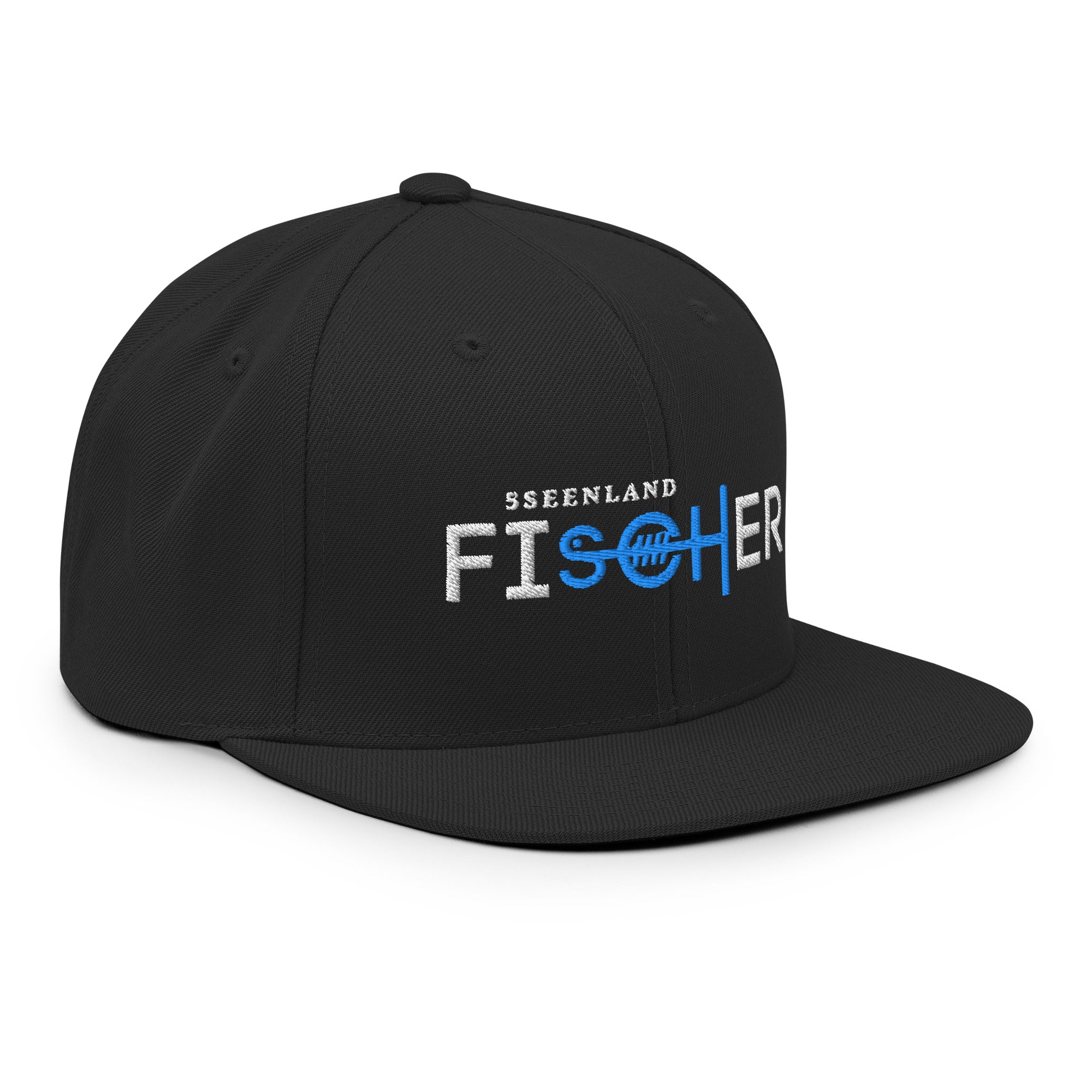 Fischer Cap Schwarz – Frontansicht, minimalistischer Style inspiriert von Ammersee & München Streetwear