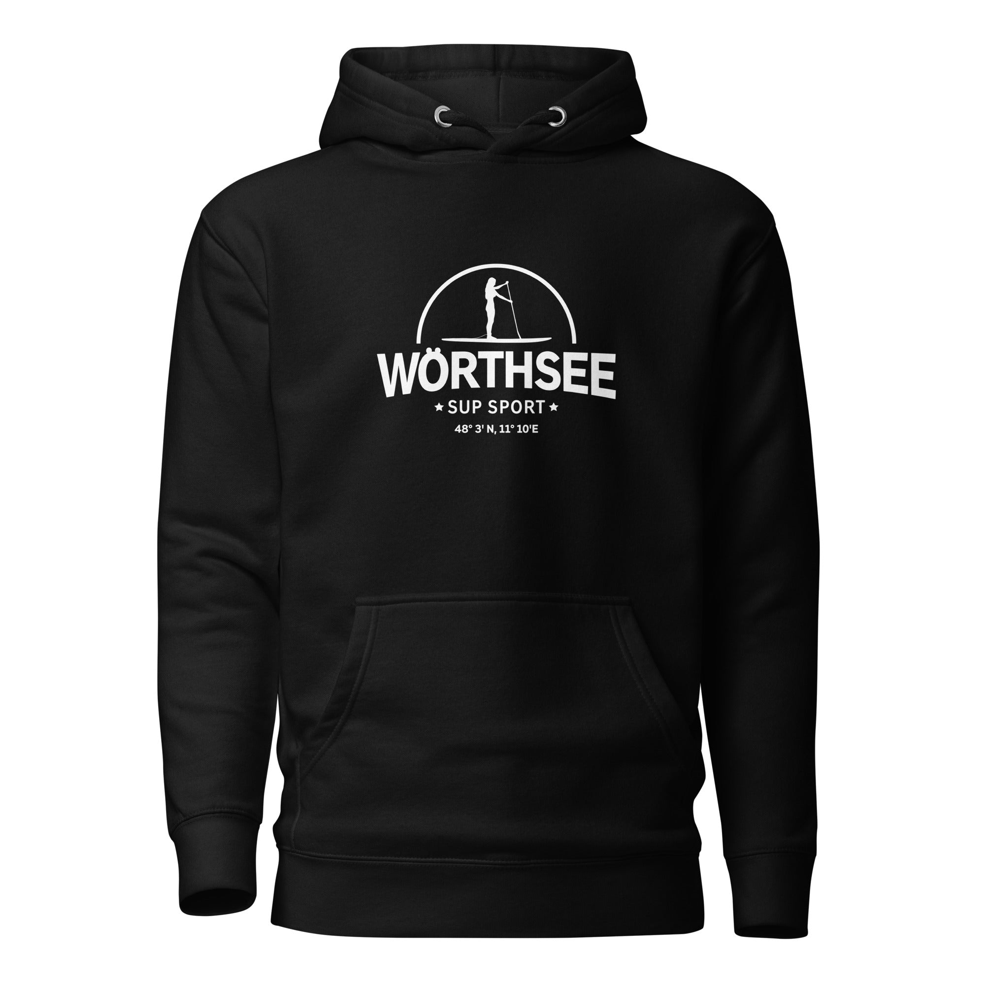 SUP Wörthsee Hoodie Damen, inspiriert vom Stand-Up-Paddle Surfen am Weßlinger See & Weßling im Fünfseenland in Bayern.