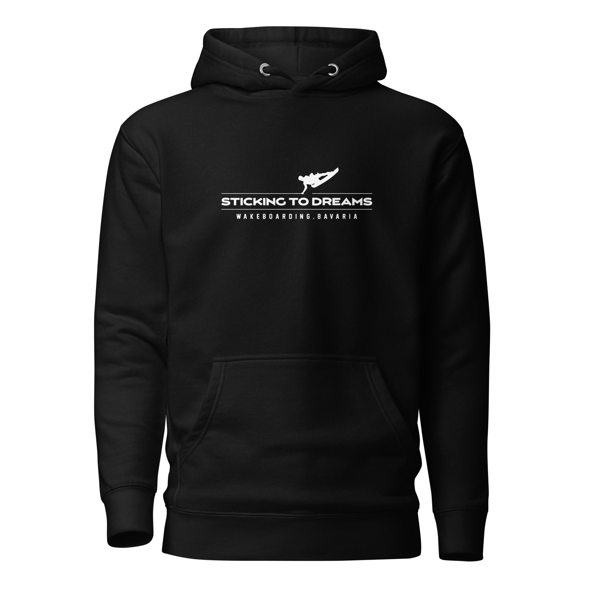 Wakeboarden Hoodie Unisex – Sticking to Dreams Wakeboarding inspiriert vom Wakeboarden am Ammersee, Starnberger See, Wörthsee