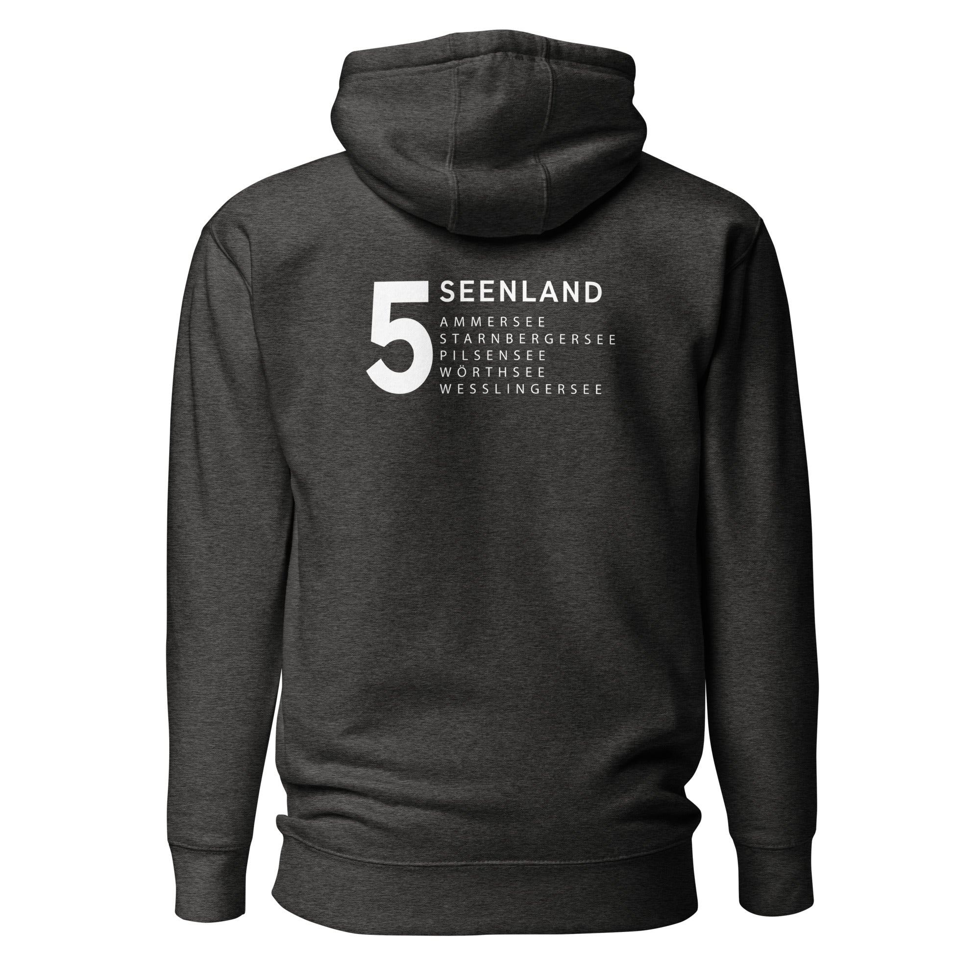 Fünfseenland Hoodie Unisex – 5 Seenland, inspiriert vom Ammersee, Starnberger See, Wörthsee, Pilsensee, Wesslinger See