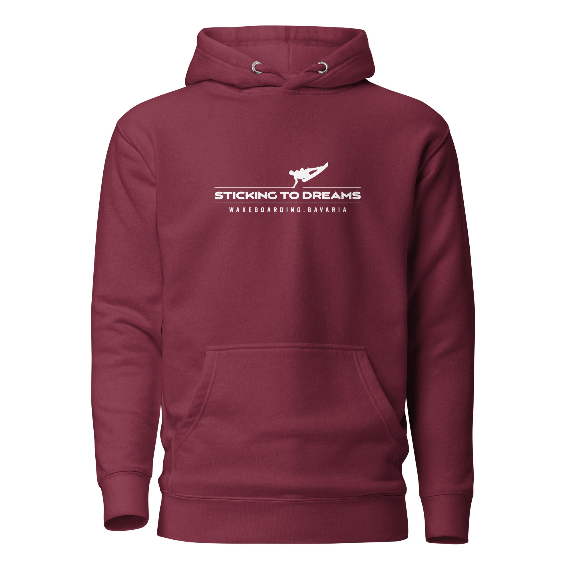 Wakeboarden Hoodie Unisex – Sticking to Dreams Wakeboarding inspiriert vom Wakeboarden am Ammersee, Starnberger See, Wörthsee
