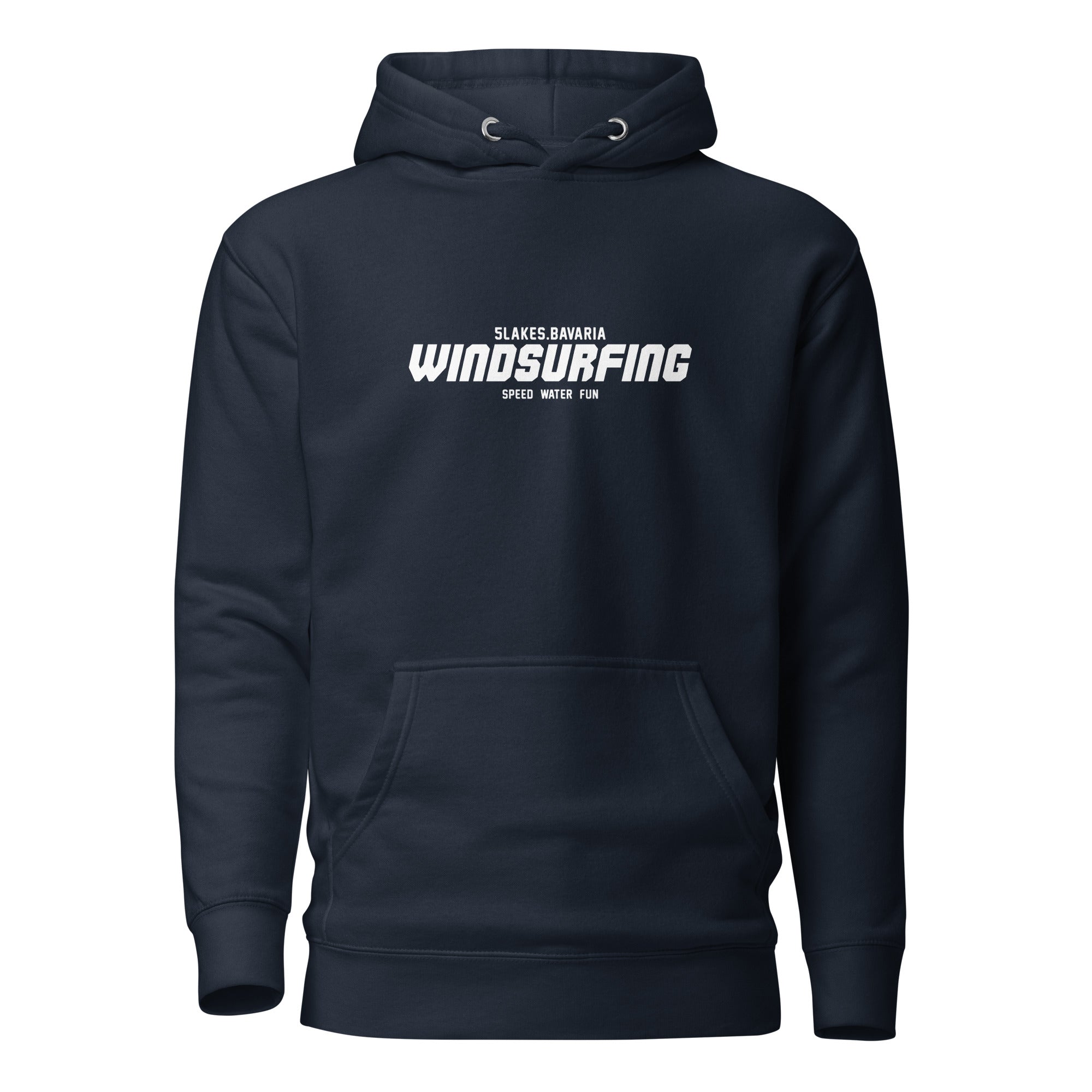Windsurfen Hoodie Unisex – Windsurf Kapuzenpullover inspiriert vom Surfen am Ammersee, Starnberger See, Wörthsee, Pilsensee