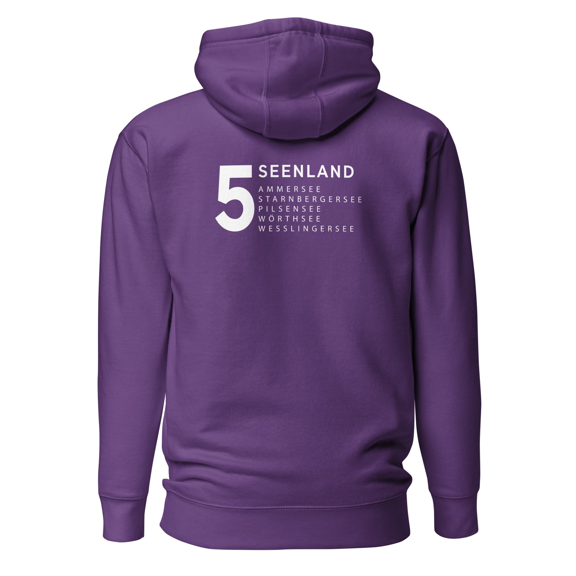 Fünfseenland Hoodie Unisex – 5 Seenland, inspiriert vom Ammersee, Starnberger See, Wörthsee, Pilsensee, Wesslinger See