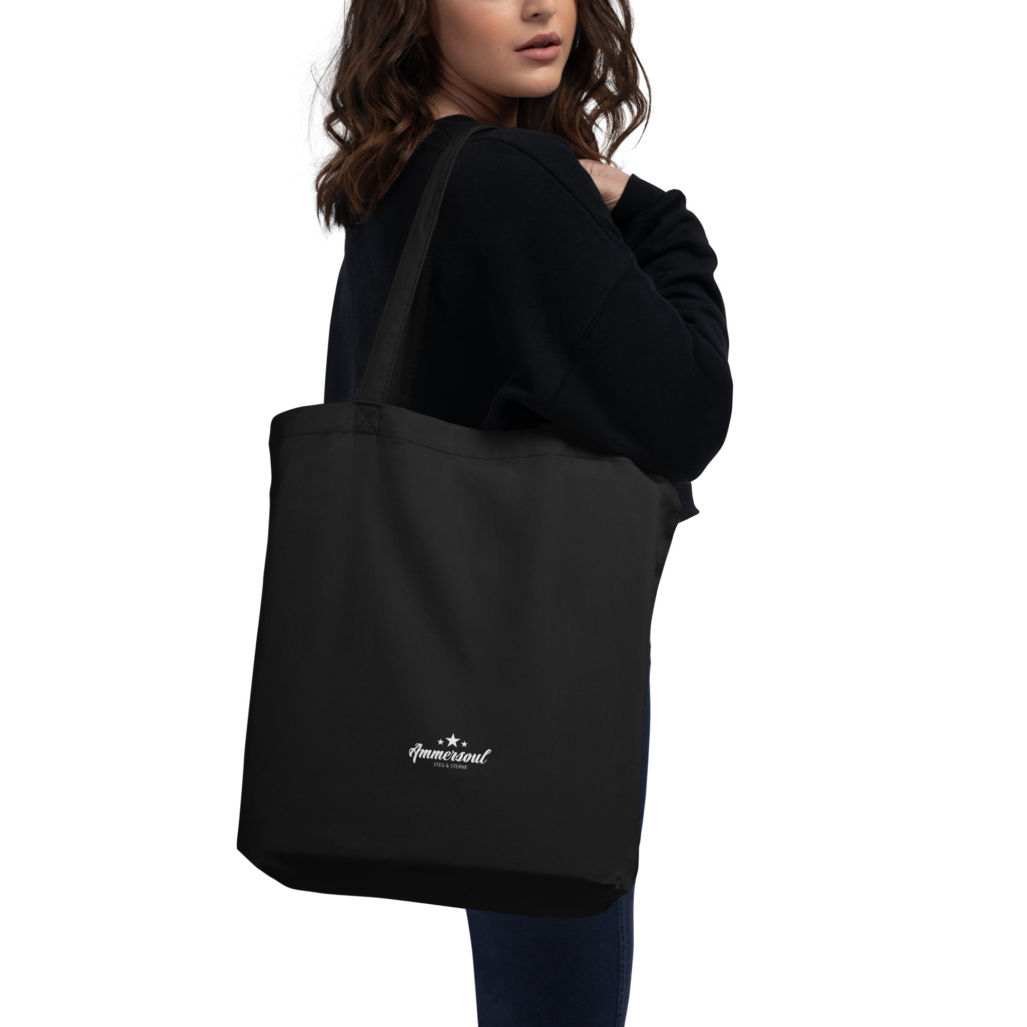 Lake Style Stoffbeutel & Shopper, schwarz, Tasche – Ammersoul Bio Baumwolle Shopper für See Abenteuer, Stadtbummel & Freizeit