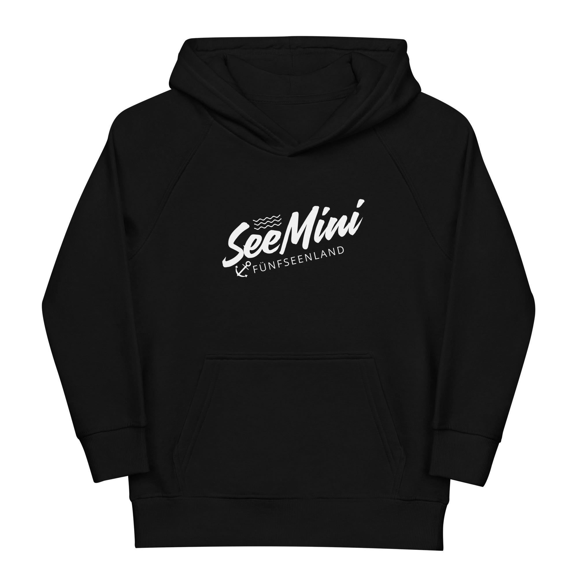 See Mini Kinder Hoodie Fünfseenland, Schwarz, Front, für Seekinder in Tutzing am Starnberger See, Steinebach am Wörthsee