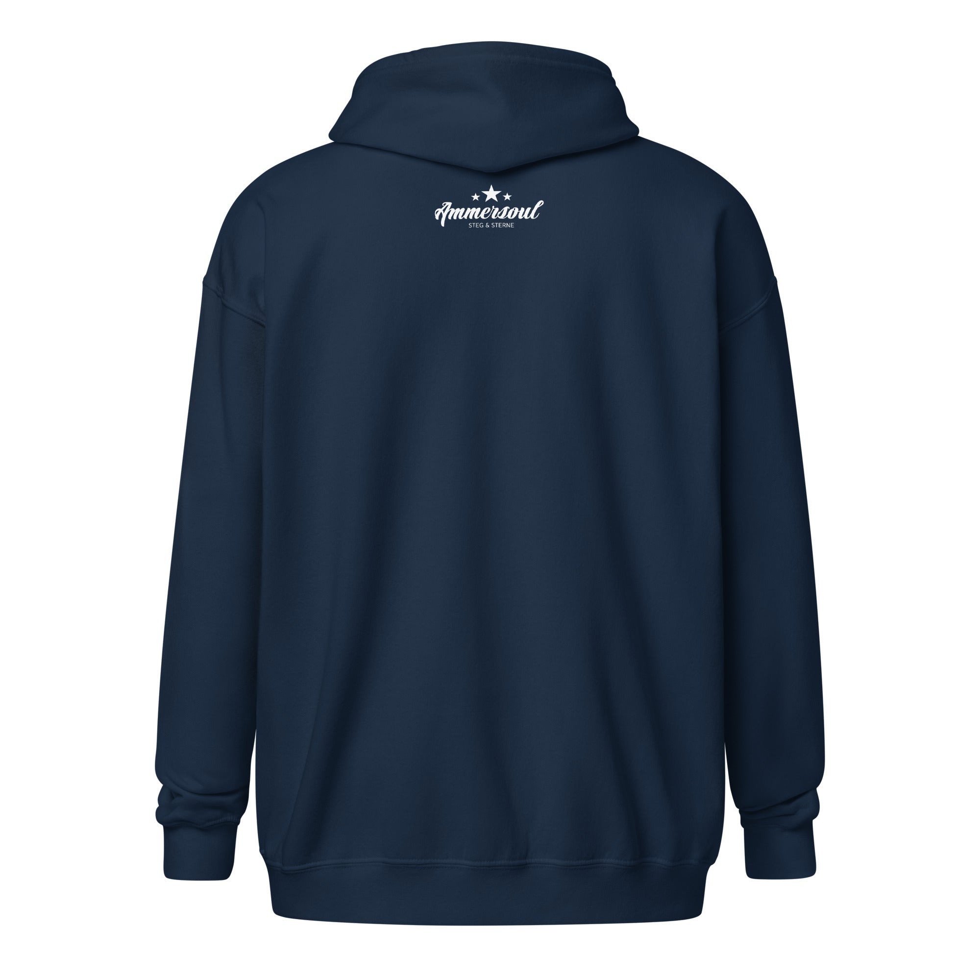 Anker Zipper Hoodie Unisex, Navy, Rückseite – Ammersoul Hoodie für Segeln & Freizeit am Ammersee