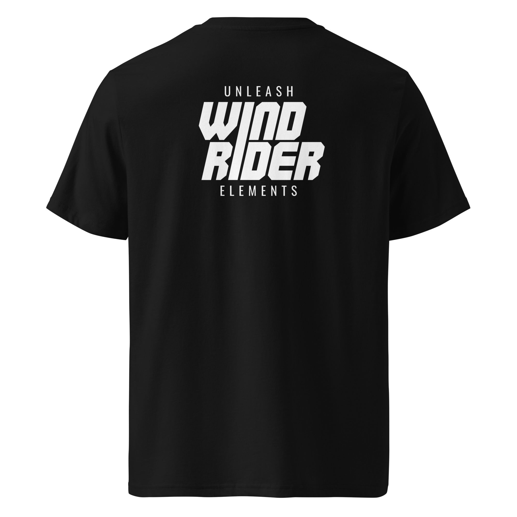 Windsurfen & Windrider T-Shirt Unisex Schwarz – Frontansicht inspiriert vom Surfen in München, Augsburg & der Surf-Community