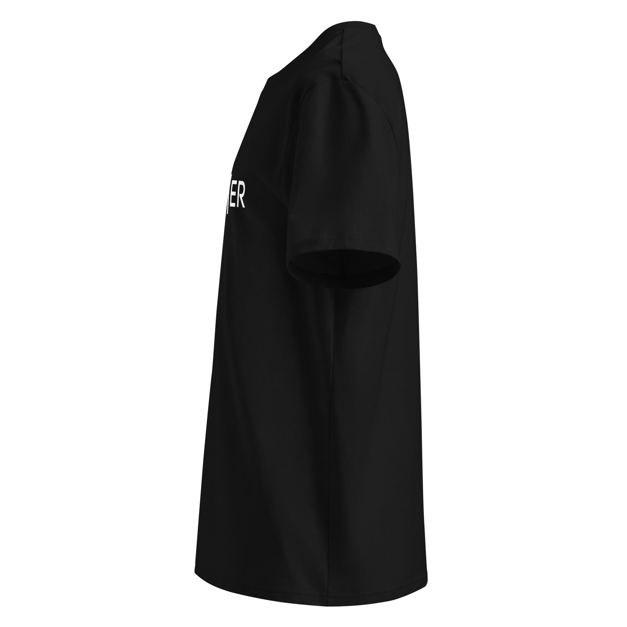 Fischer T-Shirt Unisex Schwarz Seitenansicht – nachhaltige Mode inspiriert von Starnberger See