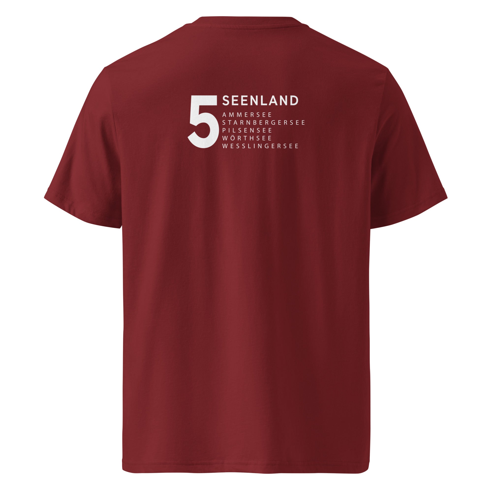 Fünfseenland T-Shirt Unisex Schwarz – Shirt inspiriert vom Ammersee, Starnberger See, Wörthsee, Pilsensee, Weßlinger See