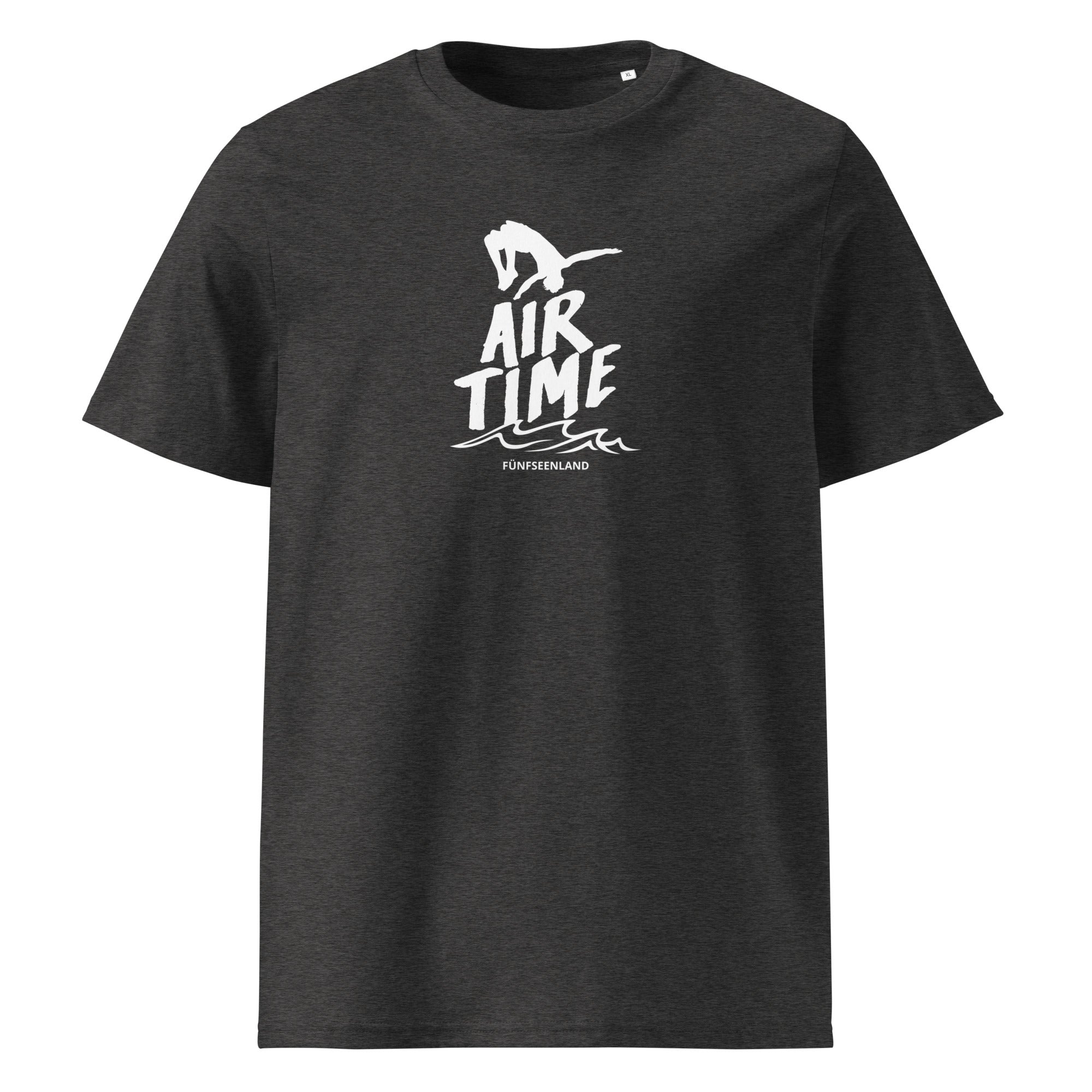 Air Time T-Shirt Unisex Dunkelgrau Vorderseite – Streetwear inspiriert vom Ammersee, Segeln & Streetstyle in Bayern