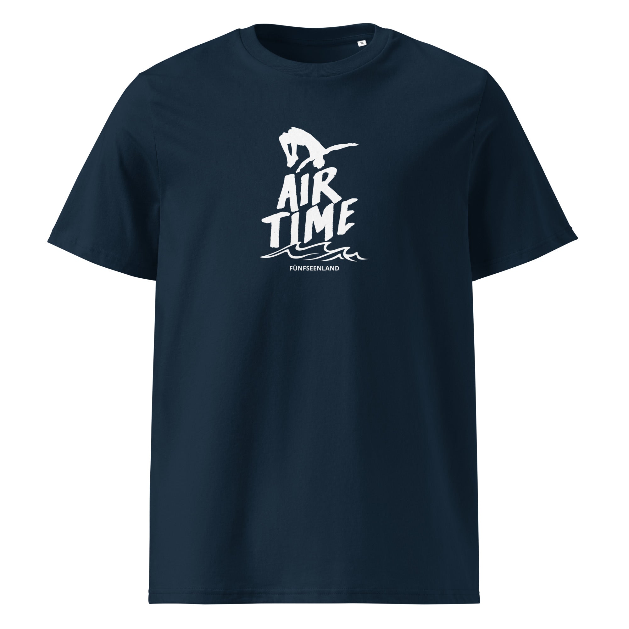 Air Time T-Shirt Unisex Navy vorne – Streetwear inspiriert von Ammersee, Fünfseenland & Bayern