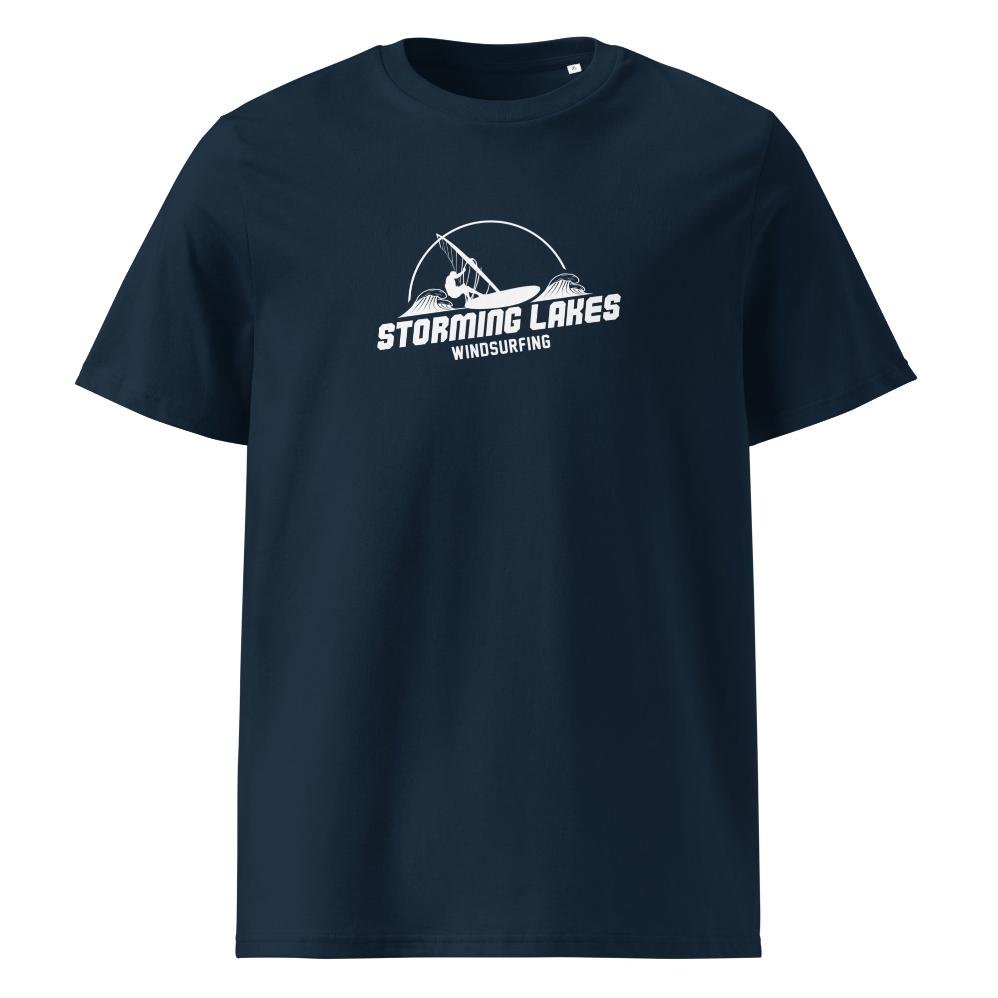 Windsurfen T-Shirt Unisex – Storming Lakes Windsurfing inspiriert vom Ammersee, Starnberger See, Wörthsee, Pilsensee