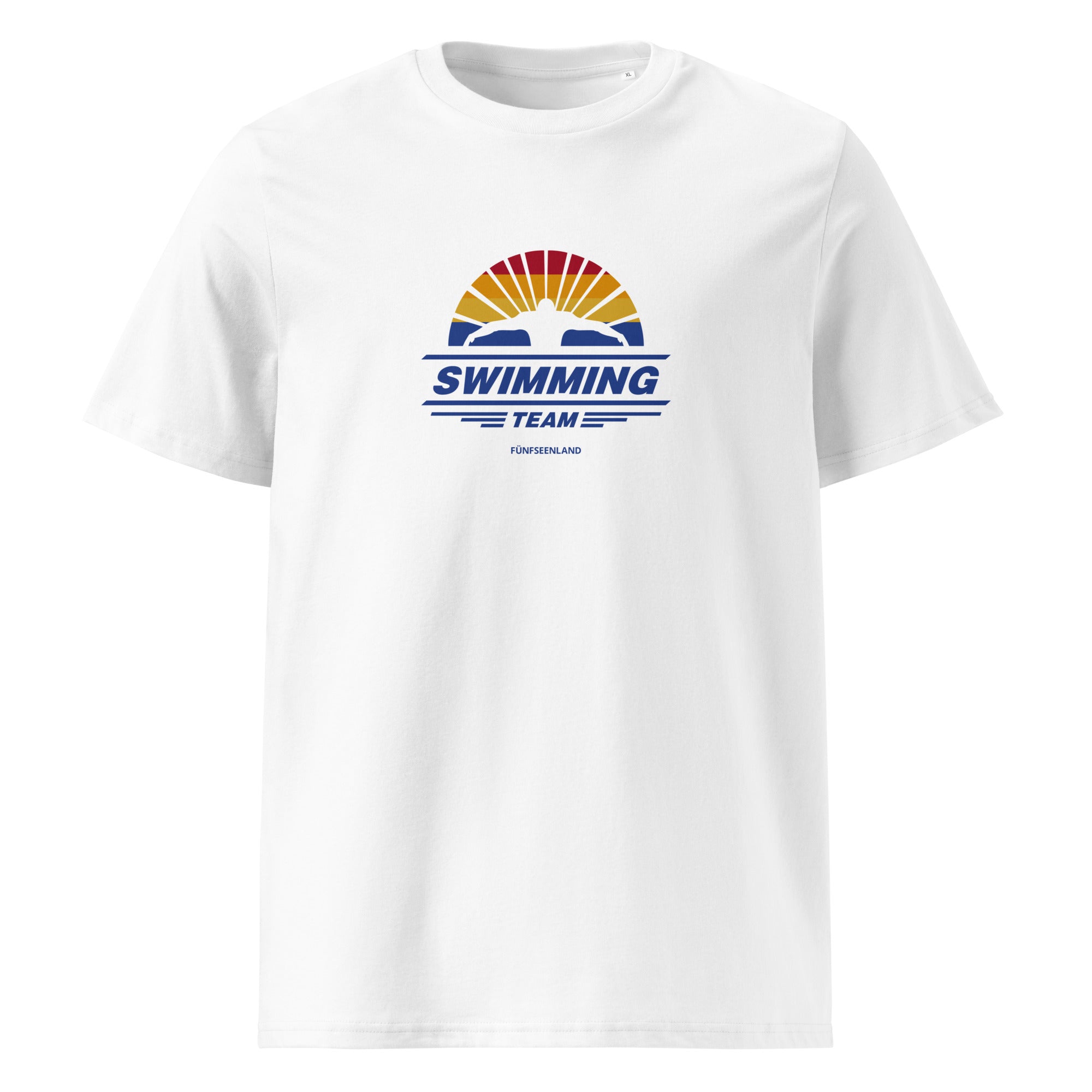 Schwimmer Team T-Shirt Unisex weiß Front – sportliches Retro Shirt inspiriert vom Ammersee & Starnberger See im Fünfseenland