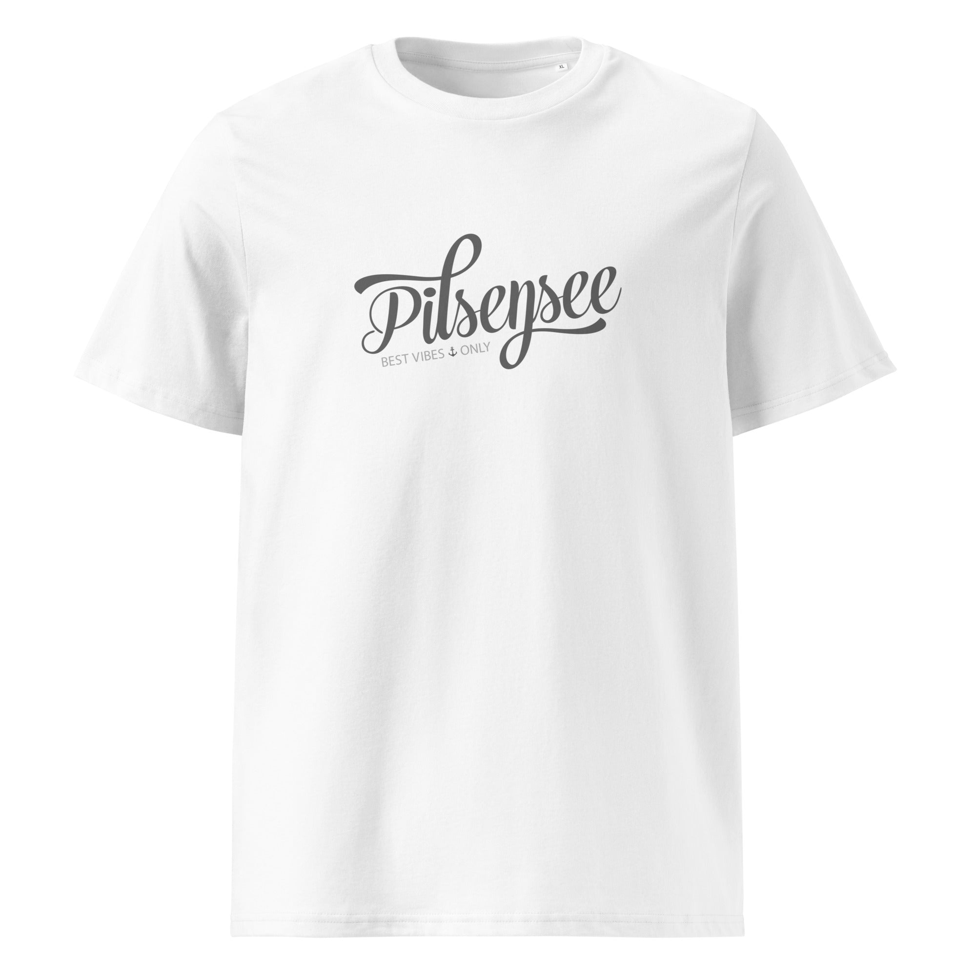 Pilsensee T-Shirt Unisex – Best Vibes Only, weiß, Vorderansicht, inspiriert vom Lebensgefühl am Pilsensee im Fünfseenland