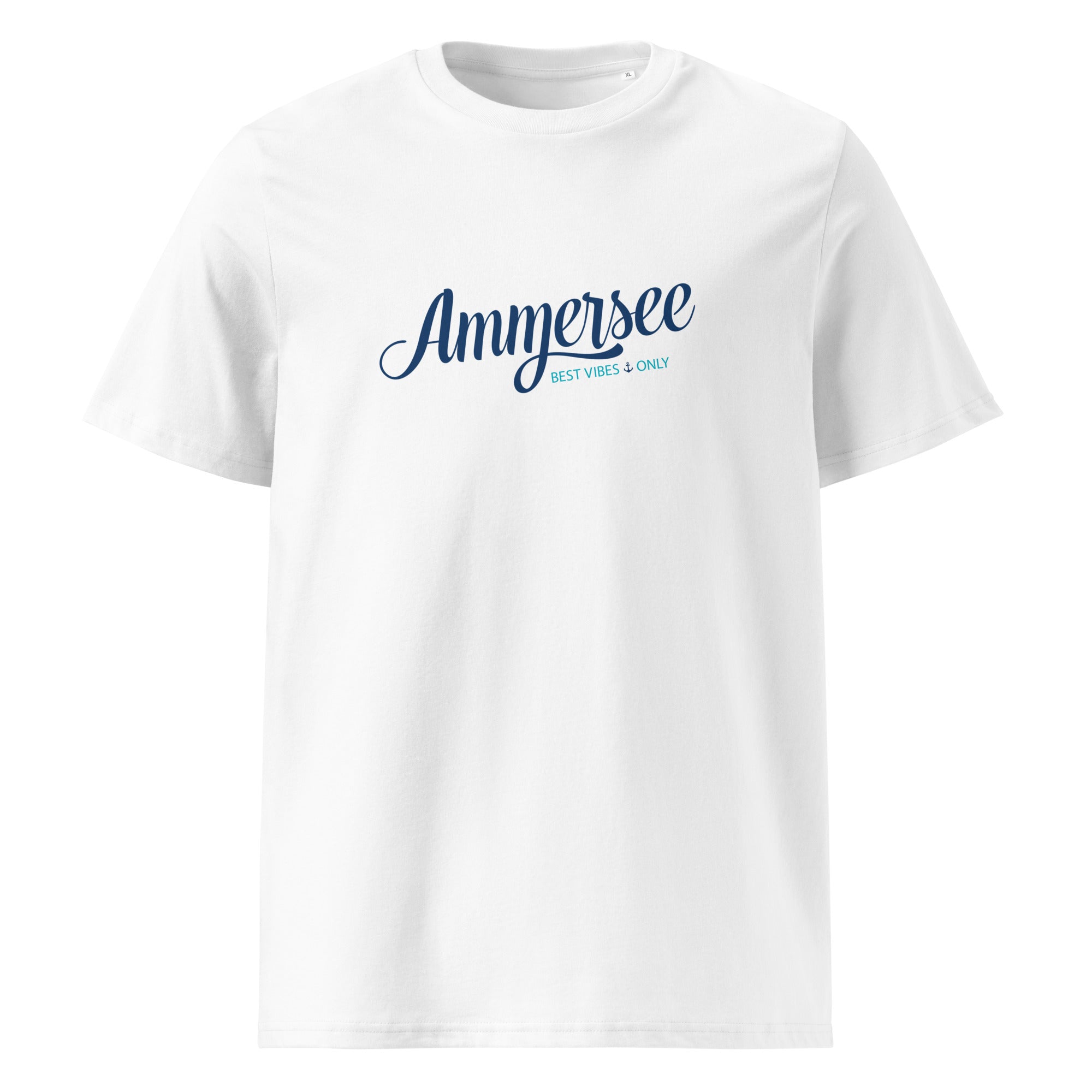 Ammersee T-Shirt Unisex – Best Vibes Only, weiß, das Ammersee Shirt inspiriert vom Lebensgefühl am Ammersee, Vorderansicht