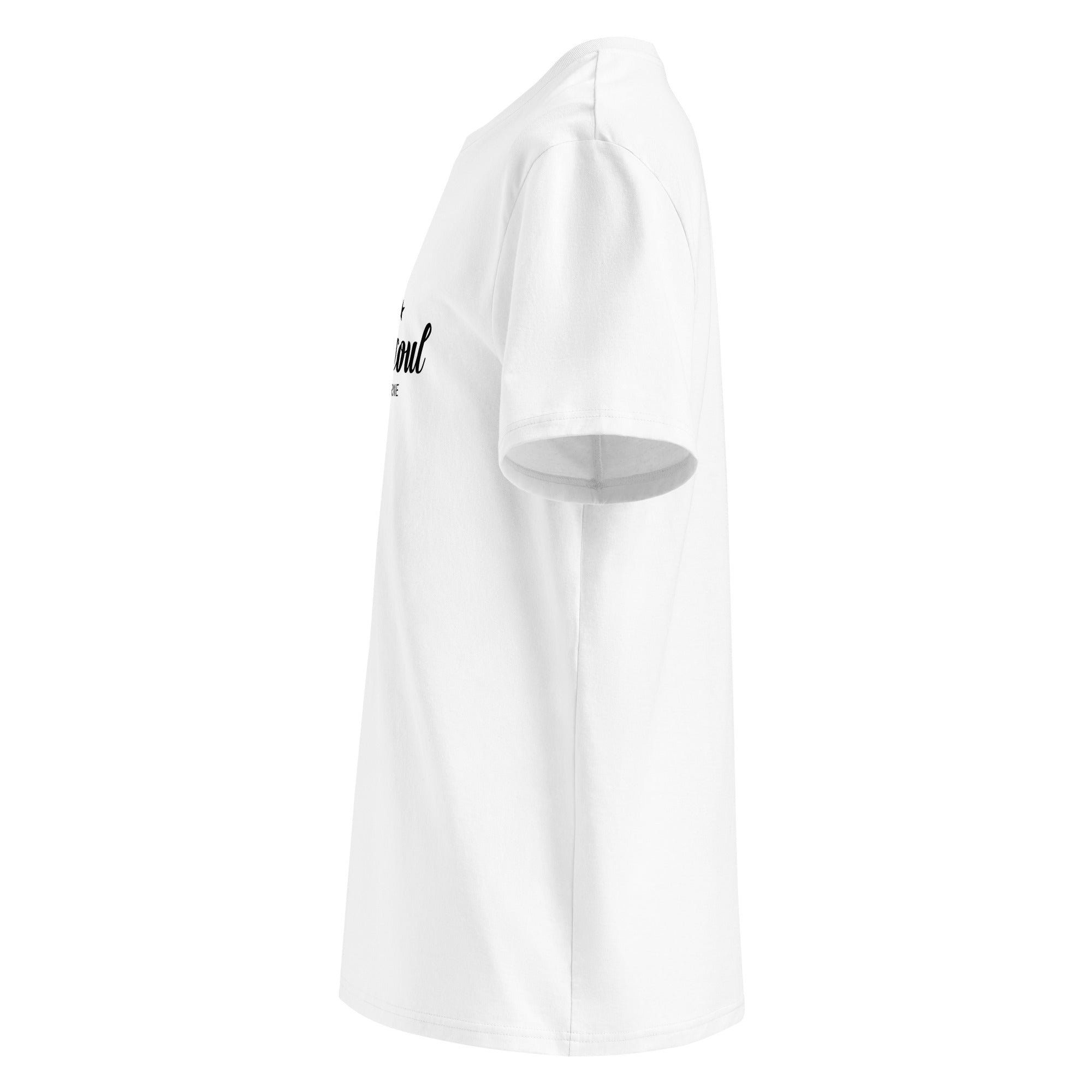 Ammersoul T-Shirt Unisex Weiß Seitenansicht – Streetwear inspiriert vom Weßlinger See bei Ambach