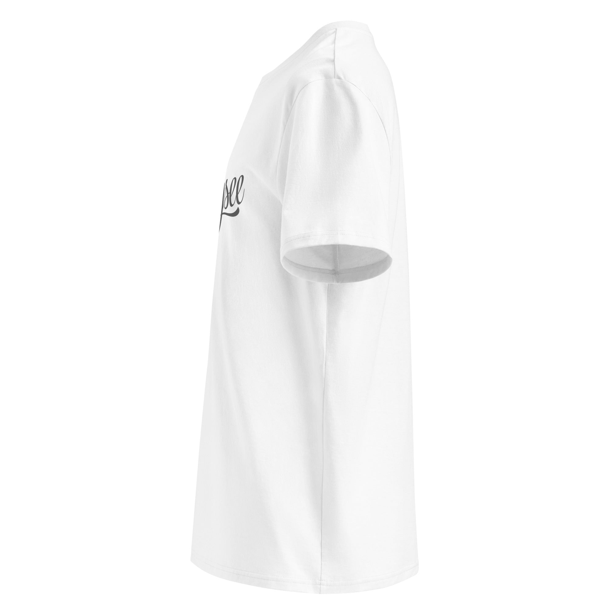 Pilsensee T-Shirt Unisex – Best Vibes Only, weiß, Seitenansicht, inspiriert vom Lebensgefühl am Pilsensee im Fünfseenland