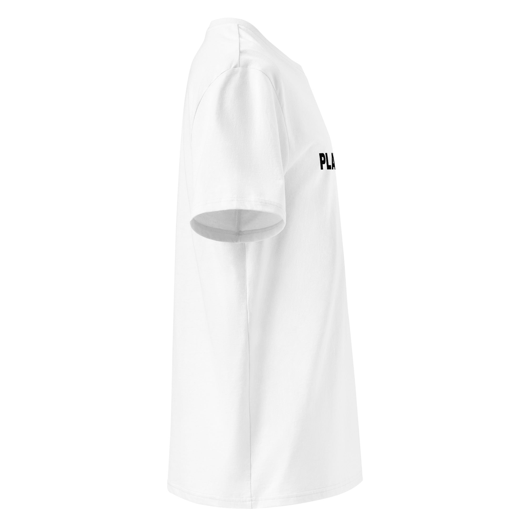 Fußball Unisex T-Shirt – Play(h)erz, Weiß | Ammersoul Streetwear & Mode | Seitenansicht Rechts