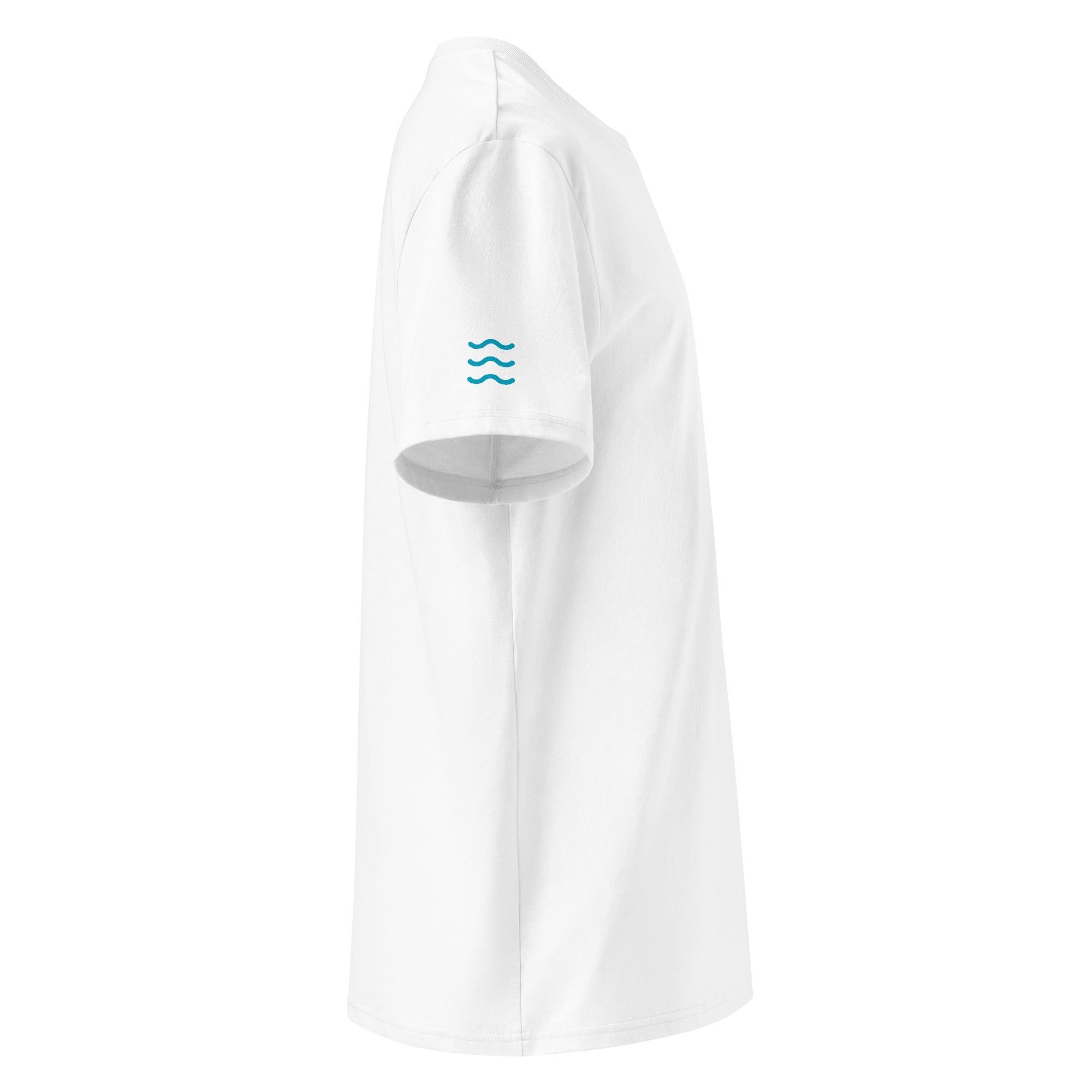 Segeln & Segelboot Unisex T-Shirt, Weiß, Seitenansicht, Segeln & Segelclubs am Ammersee in Schondorf am Ammersee & Dießen