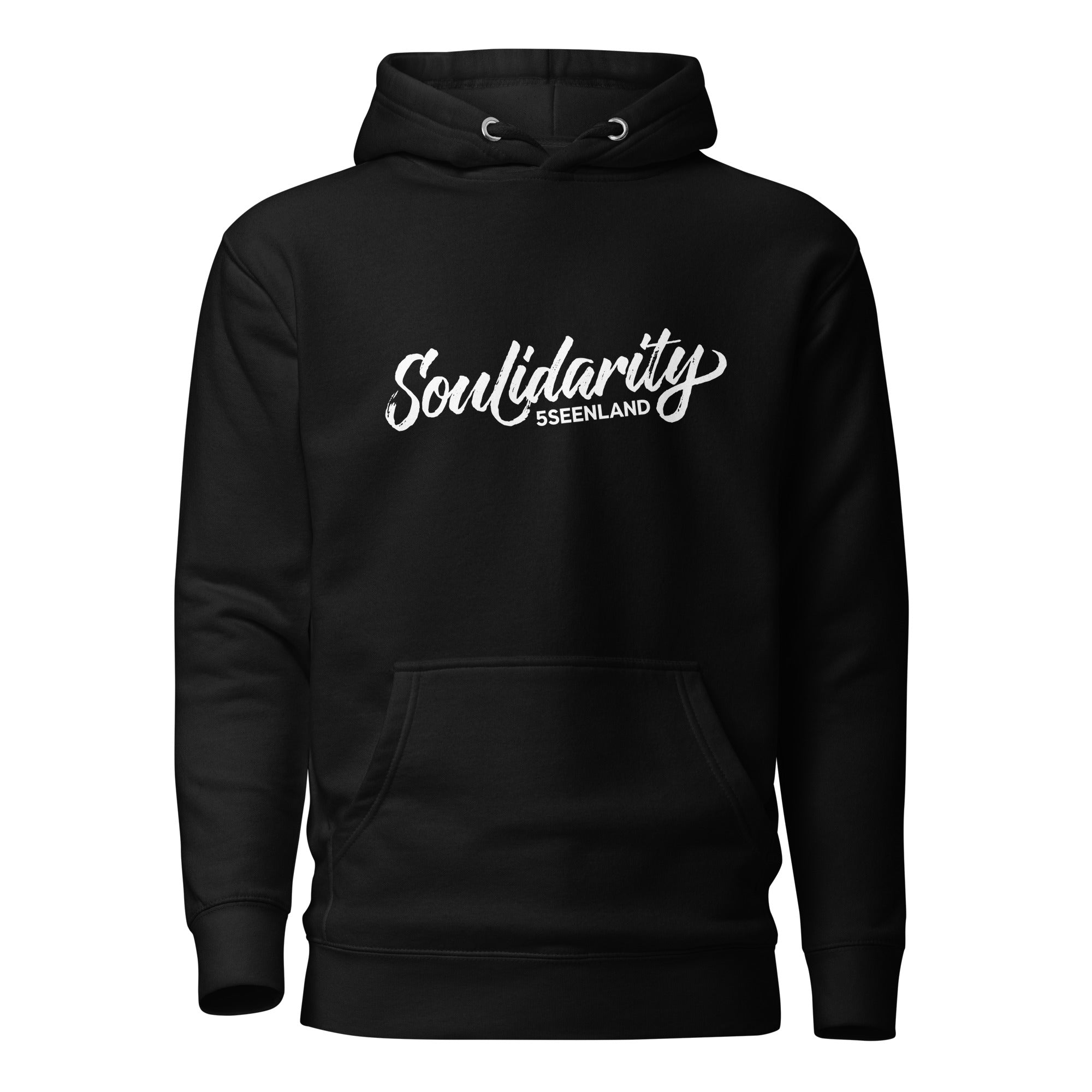 Soulidarity Hoodie Unisex Schwarz – nachhaltige Streetwear inspiriert vom Ammersee & Starnberger See