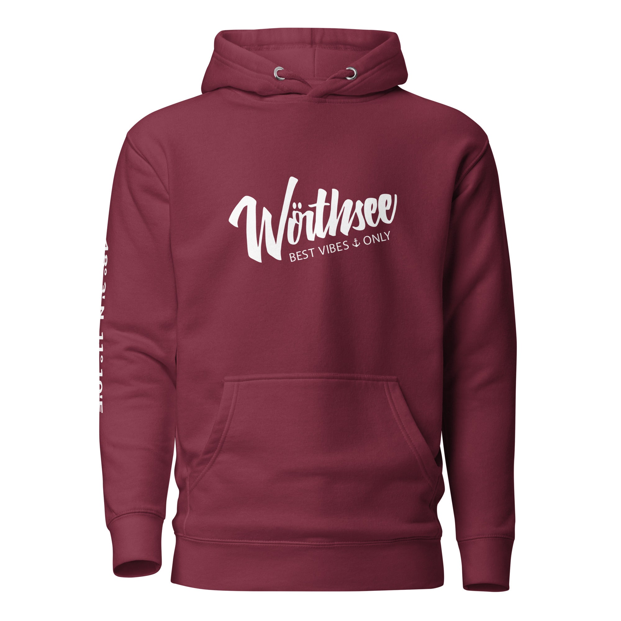 Wörthsee Hoodie Unisex – Best Vibes Only, inspiriert vom Lebensgefühl am Wörthsee im Fünfseenland in Bayern.