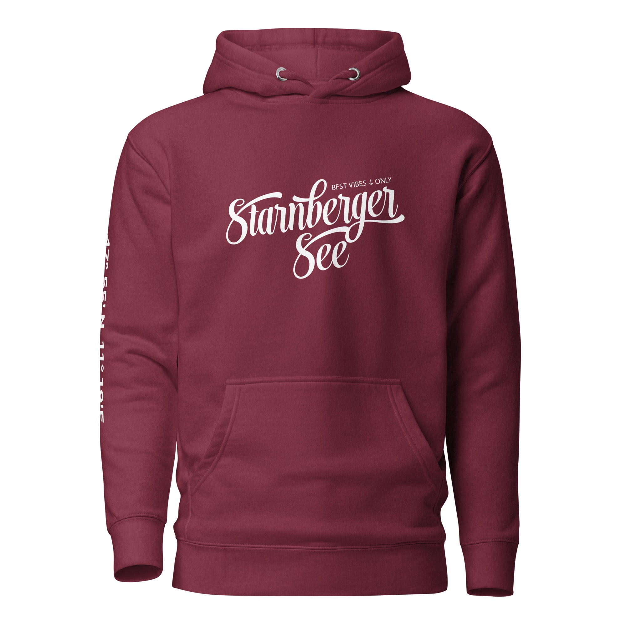 Starnberger See Hoodie Unisex, Bordeaux, nachhaltiger See-Hoodie & See Fahion vom Starnberg & Bernried im Fünfseenland, Bayern