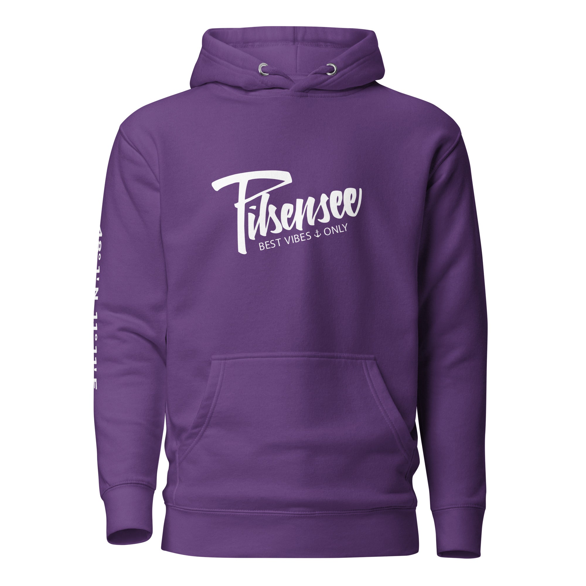 Pilsensee Hoodie Unisex – Best Vibes Only, dieser kuschelige Kapuzenpullover ist inspiriert vom Lebensgefühl am Pilsensee.