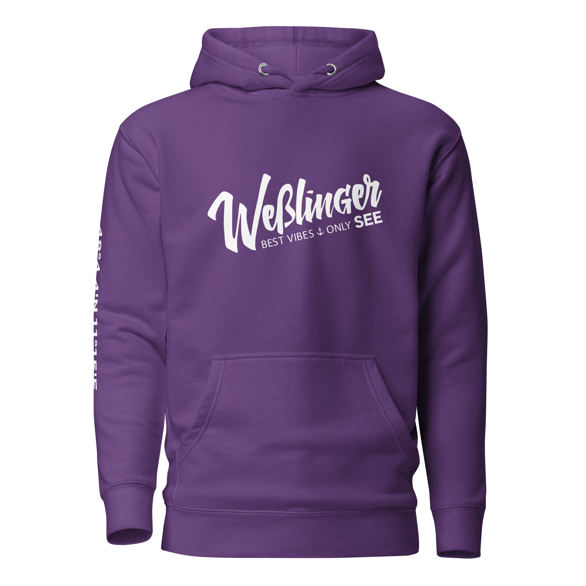 Wesslinger See Hoodie Unisex – Best Vibes Only, inspiriert vom Lebensgefühl am Weßlinger See und Weßling im Fünfseenland.
