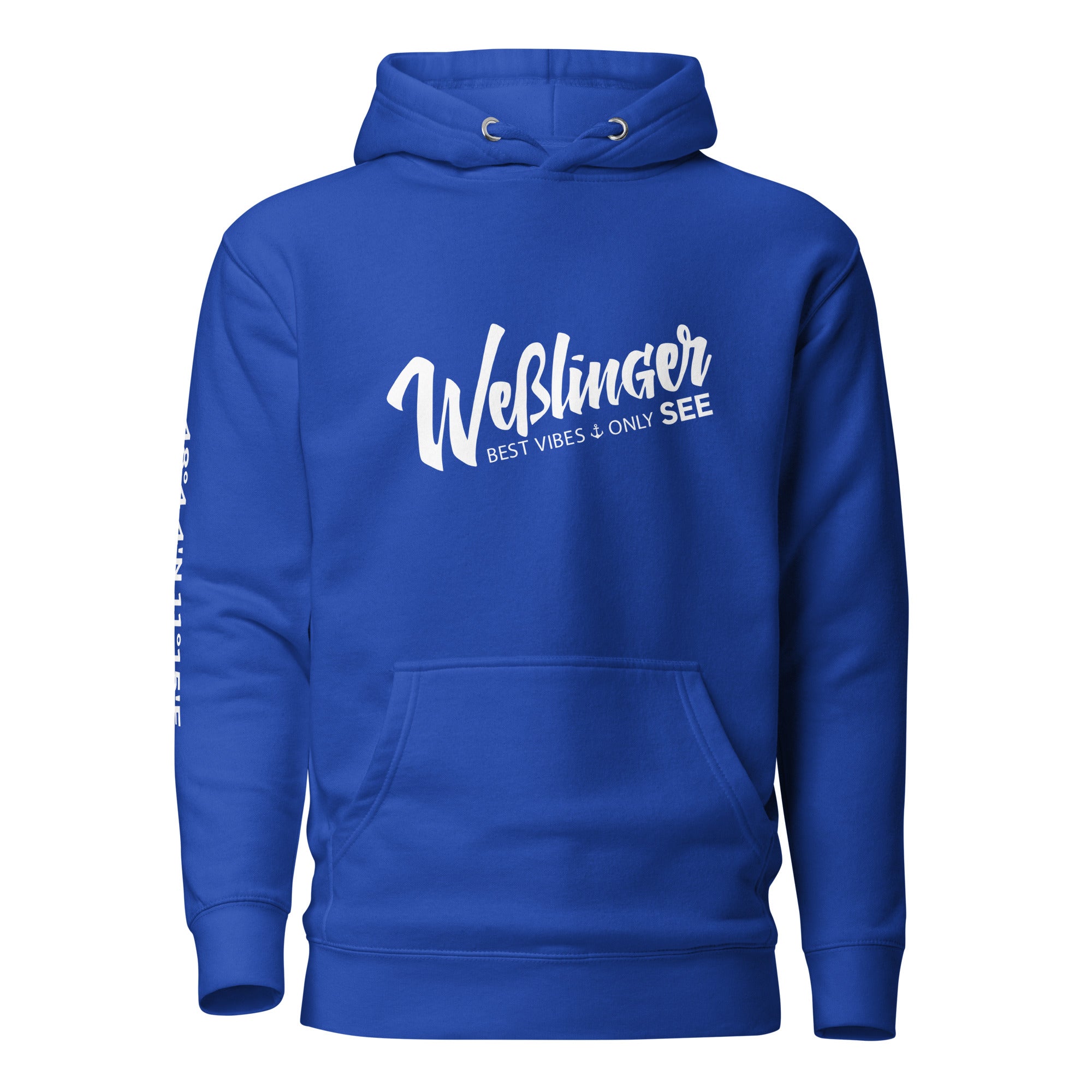 Wesslinger See Hoodie Unisex – Best Vibes Only, inspiriert vom Lebensgefühl am Weßlinger See und Weßling im Fünfseenland.