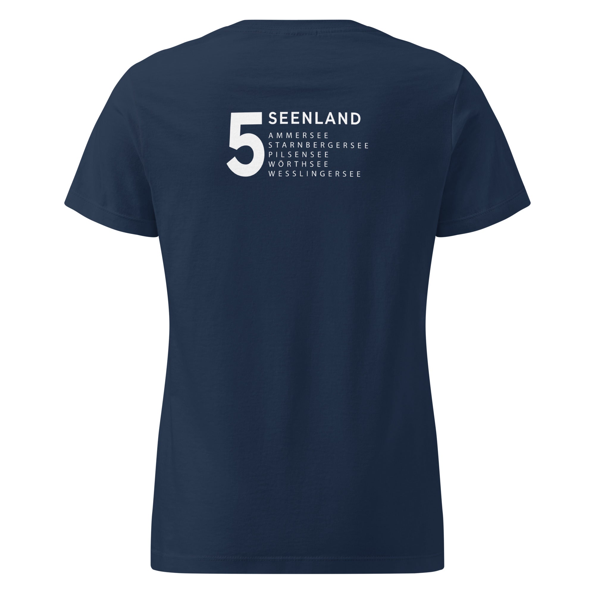 Fünfseenland T-Shirt Damen – 5 Seenland inspiriert vom den Seen Ammersee, Starnberger See, Wörthsee, Pilsensee, Weßlinger See