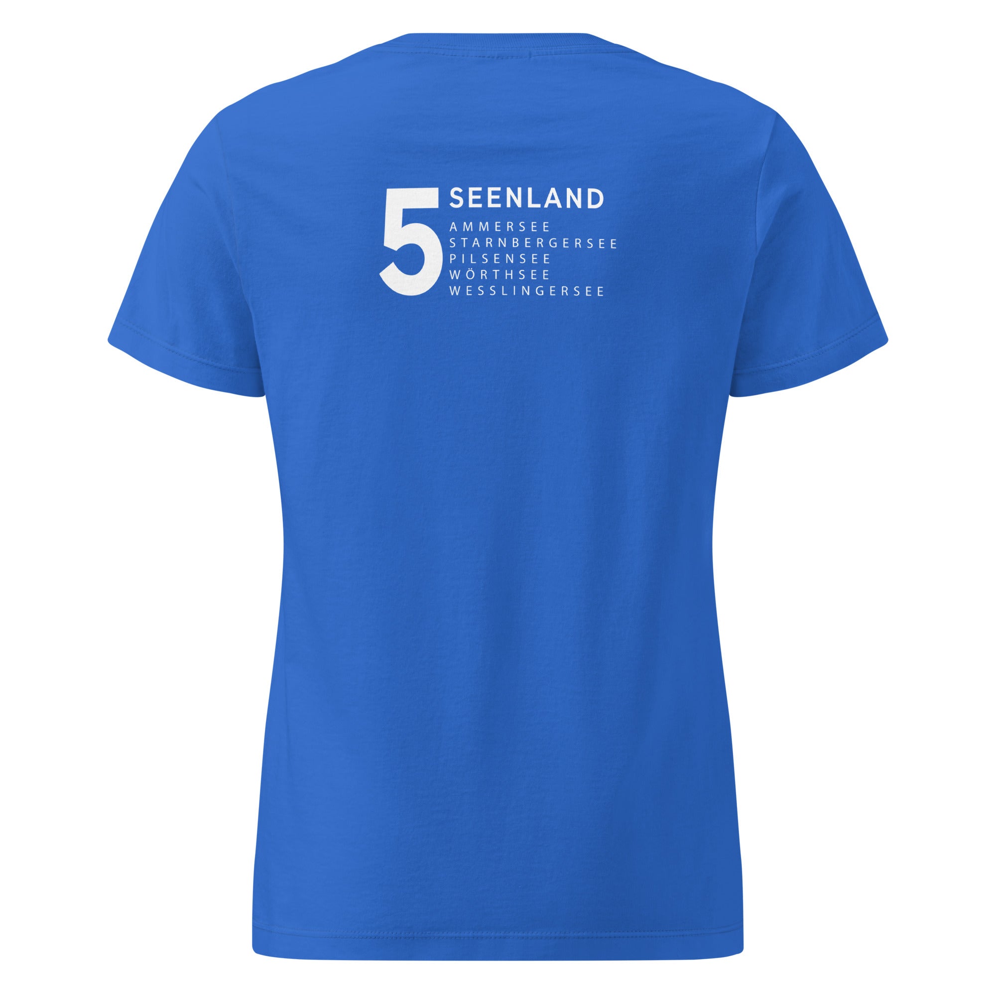 Fünfseenland T-Shirt Damen – 5 Seenland inspiriert vom den Seen Ammersee, Starnberger See, Wörthsee, Pilsensee, Weßlinger See