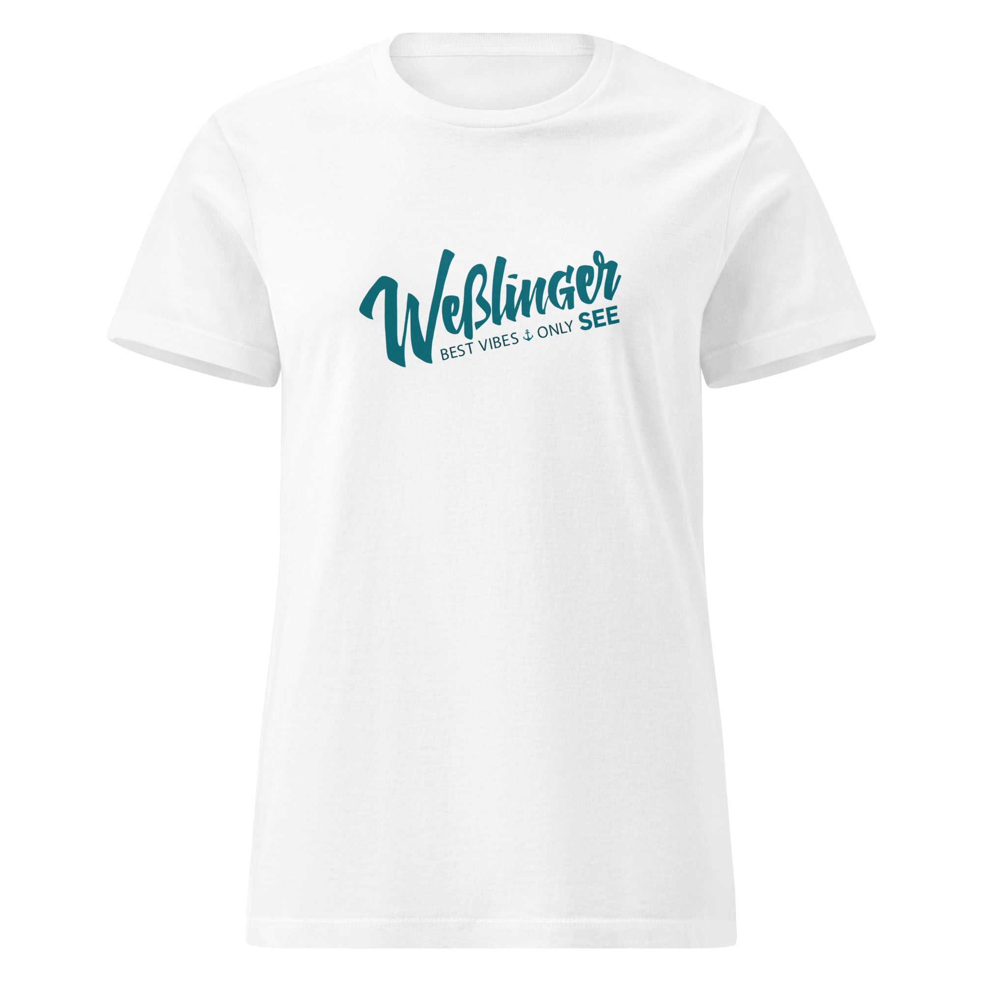 Weßlinger See T-Shirt Damen, weiß, Vorderansicht, Weßling Mode und Weßlinger See Shirt vom Wesslinger See im Fünfseenland