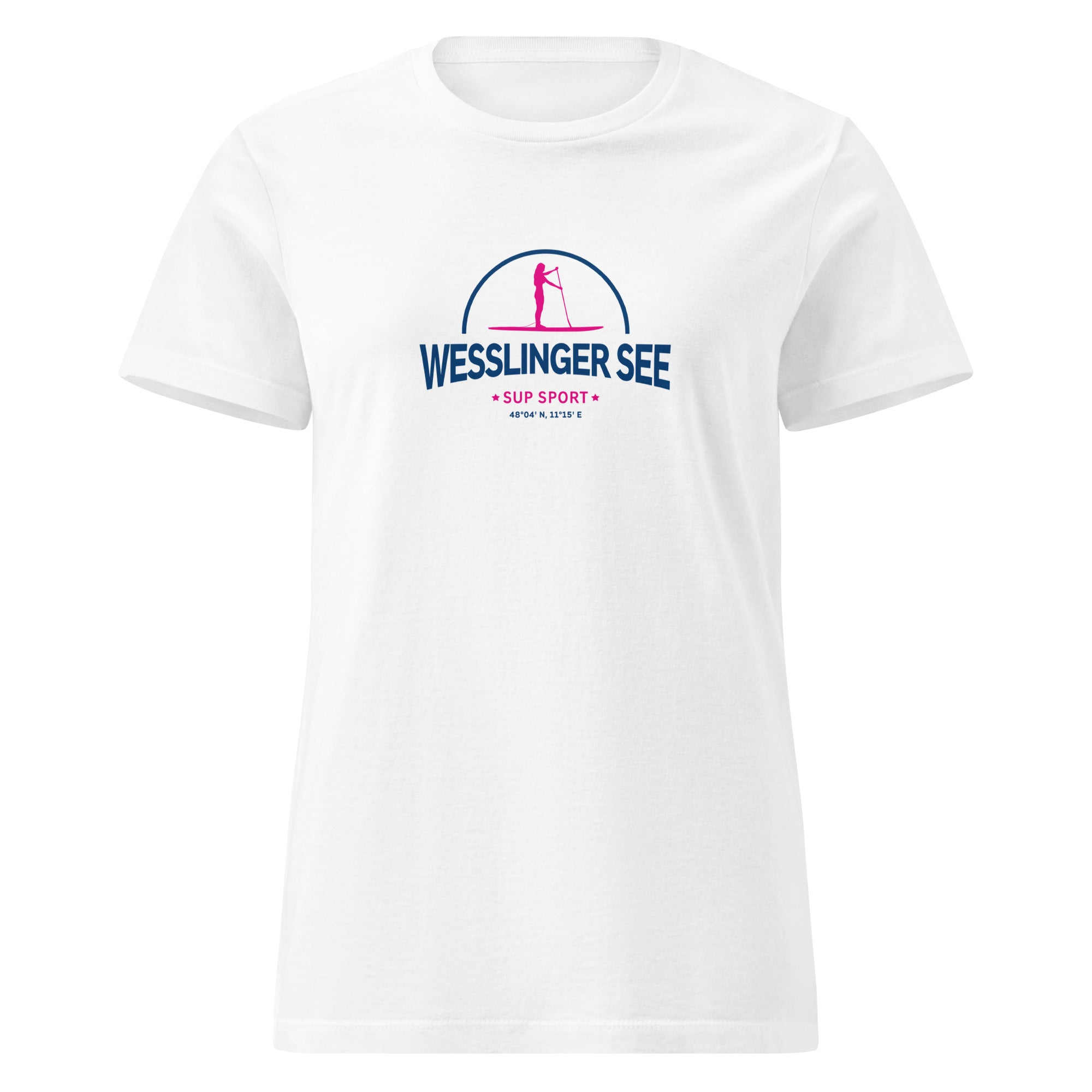 SUP Wesslinger See Damen T-Shirt, inspiriert von Wessling und Wesslinger See im Fünfseenland in Bayern.
