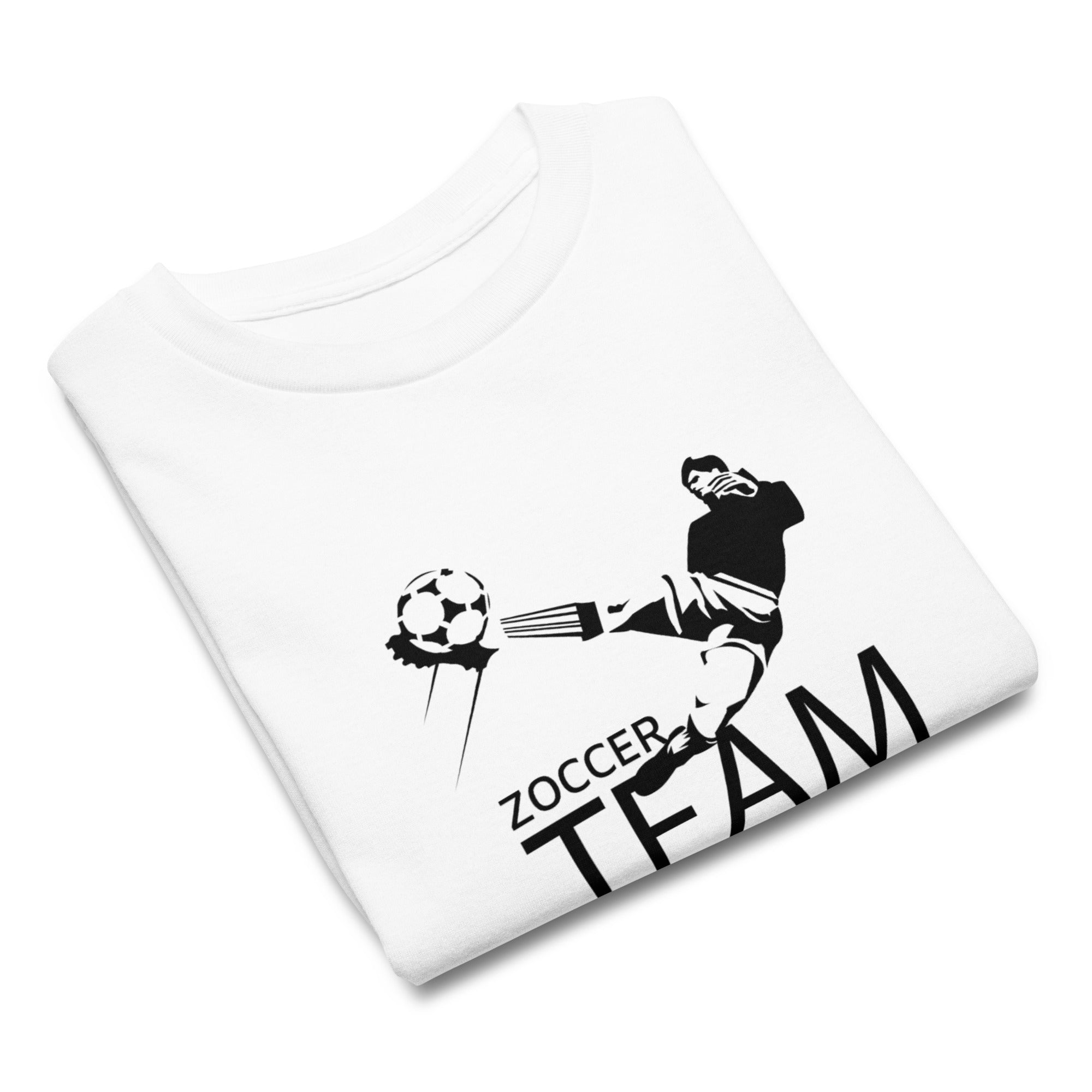 Fußball Teens T-Shirt Unisex, Weiß, Seitenansicht, inspiriert vom Fußball in Starnberg, Starnberger See & Ammersee & Weßling