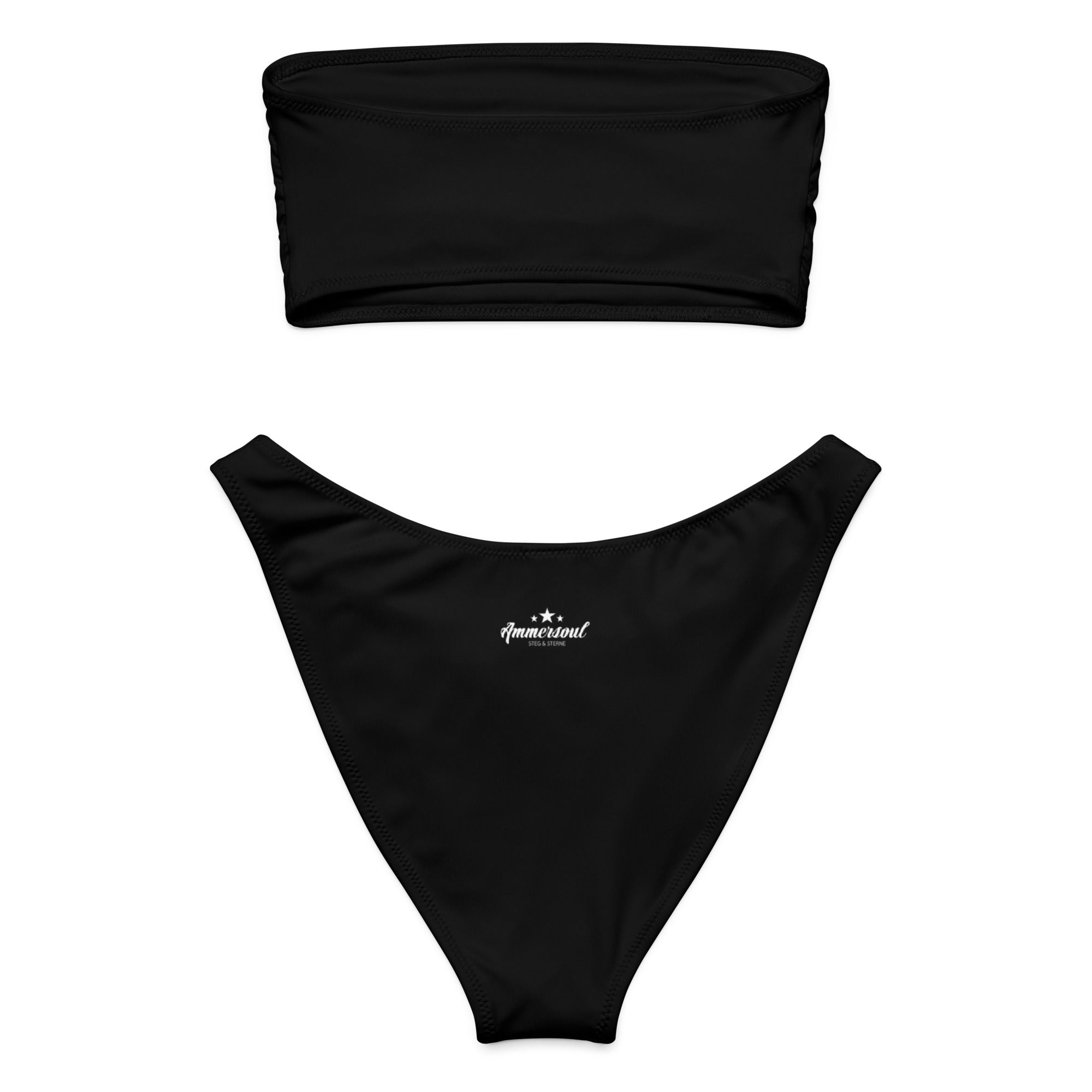 Ammersoul Bikini Damen, nachhaltige Strandmode für Frauen in Schwarz, Bandeau vom Wörthsee & Pilsensee in Bayern, DE, AT, CH