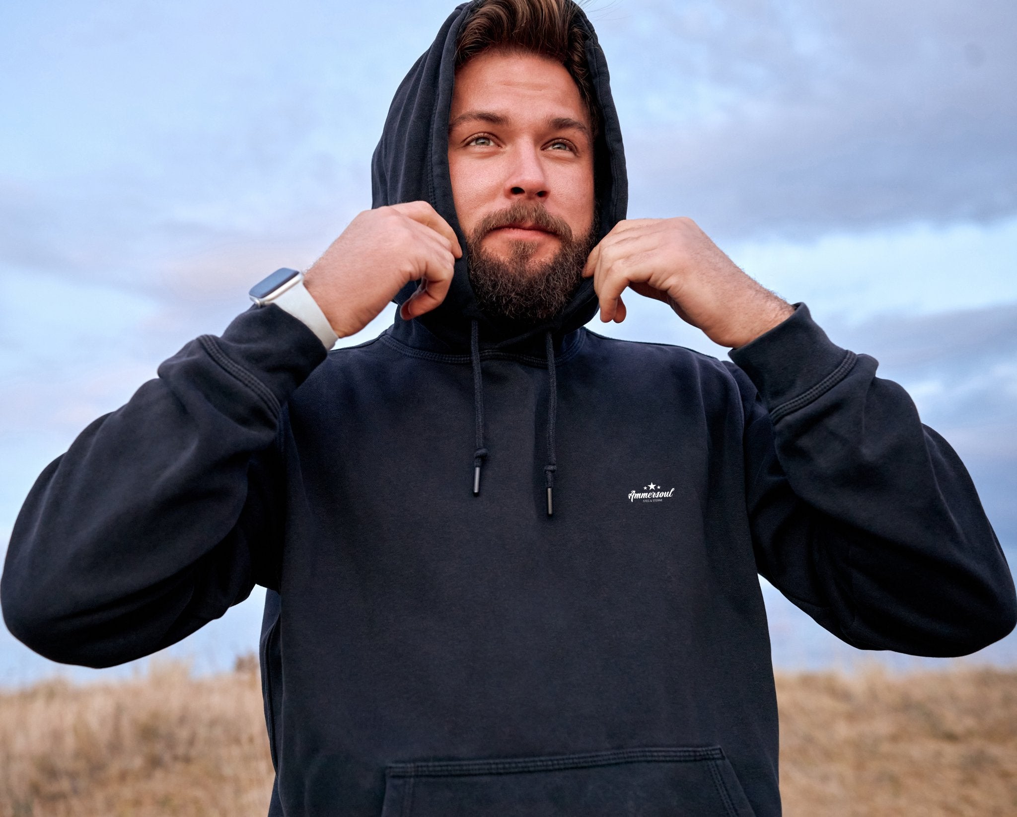 Ammersoul Herren Hoodie Schwarz inspiriert vom Fünfseenland Bayern, beliebt in Deutschland, Österreich und Schweiz