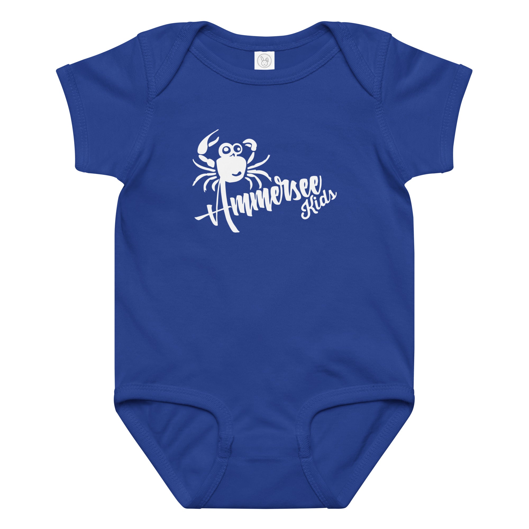 Ammersee Baby Body Unisex – Krabbe, Blau, Bio Baumwolle Body für Babys inspiriert vom Ammersee & Fünfseenland Bayern