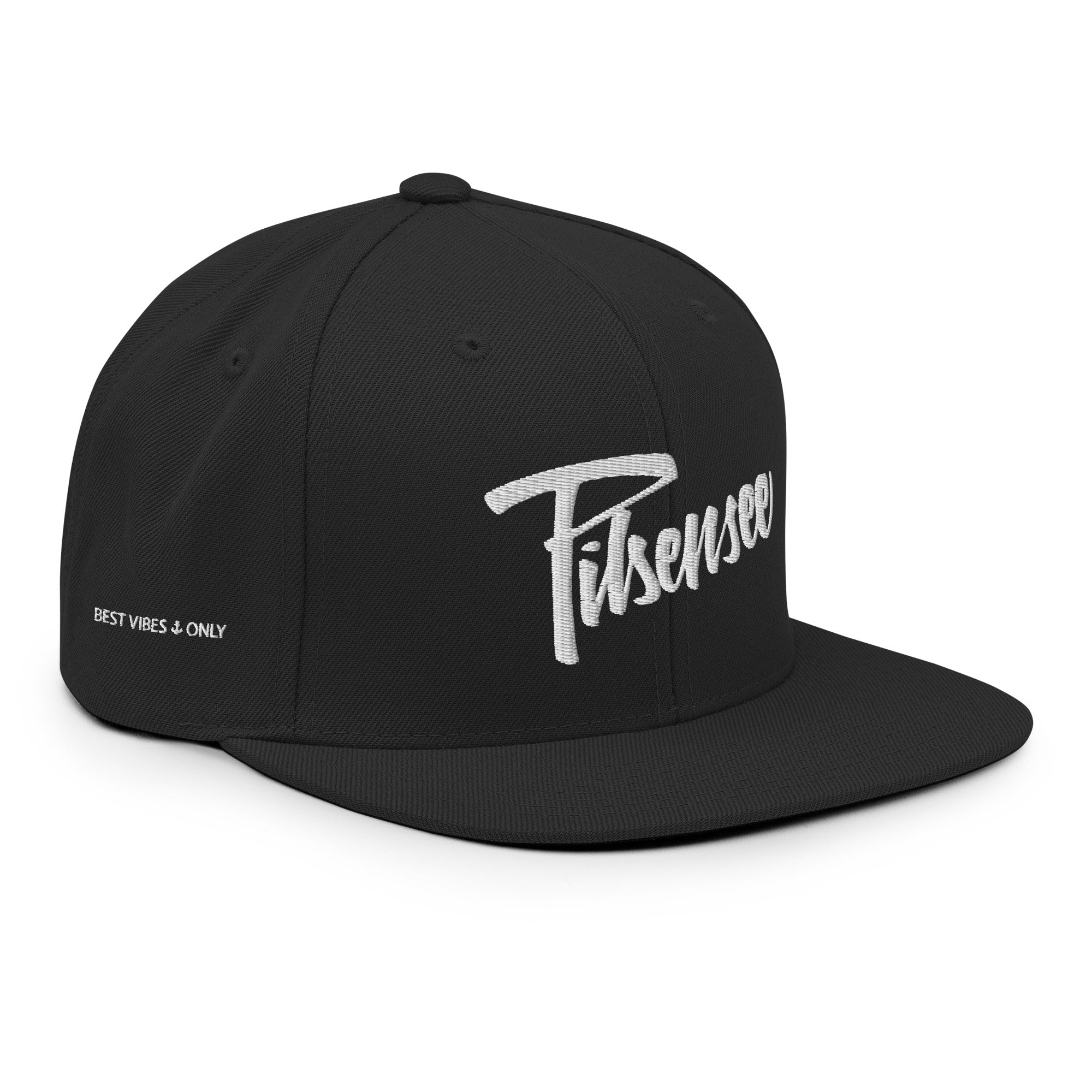Pilsensee Cap, Schwarz, Frontalansicht, Streetwear Accessoire vom Pilsensee aus dem Fünfseenland in Bayern