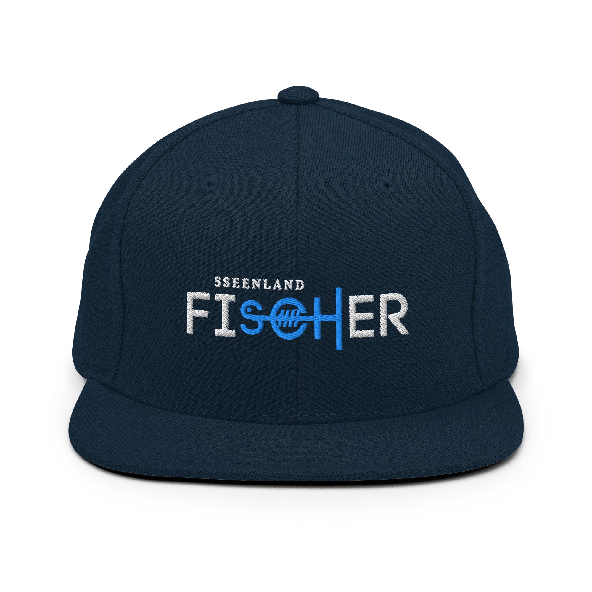 Fischer Cap Navy – Frontansicht frontal, Streetwear inspiriert vom Wörthsee für Freizeit & Sport