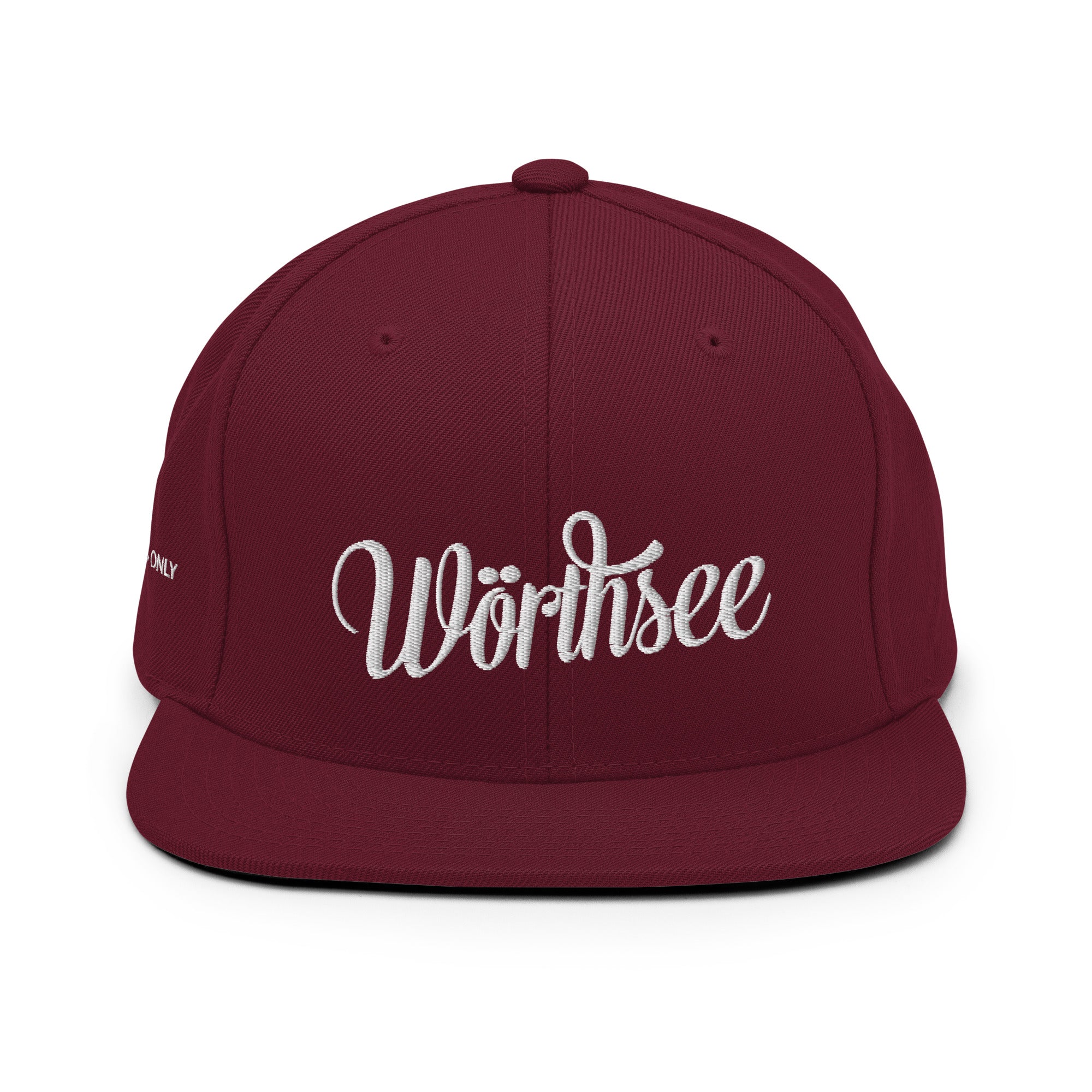 Wörthsee Cap Bordeaux – Detail Schirmunterseite grün inspiriert vom Seeleben am Wörthsee & Lifestyle in Bayern