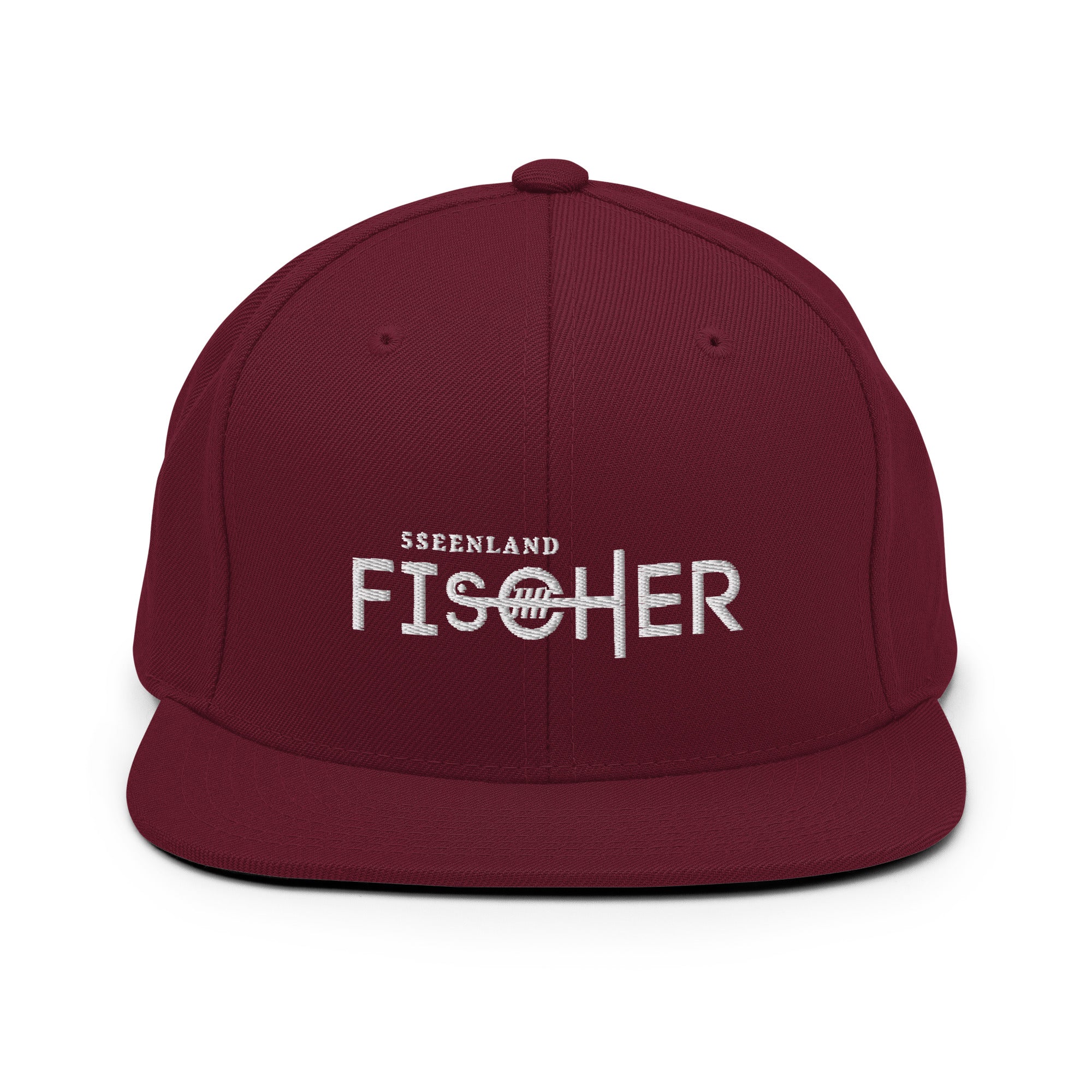 Snapback Cap Fischer Bordeaux – Frontansicht inspiriert von Fischern und Angler in Utting am See & München