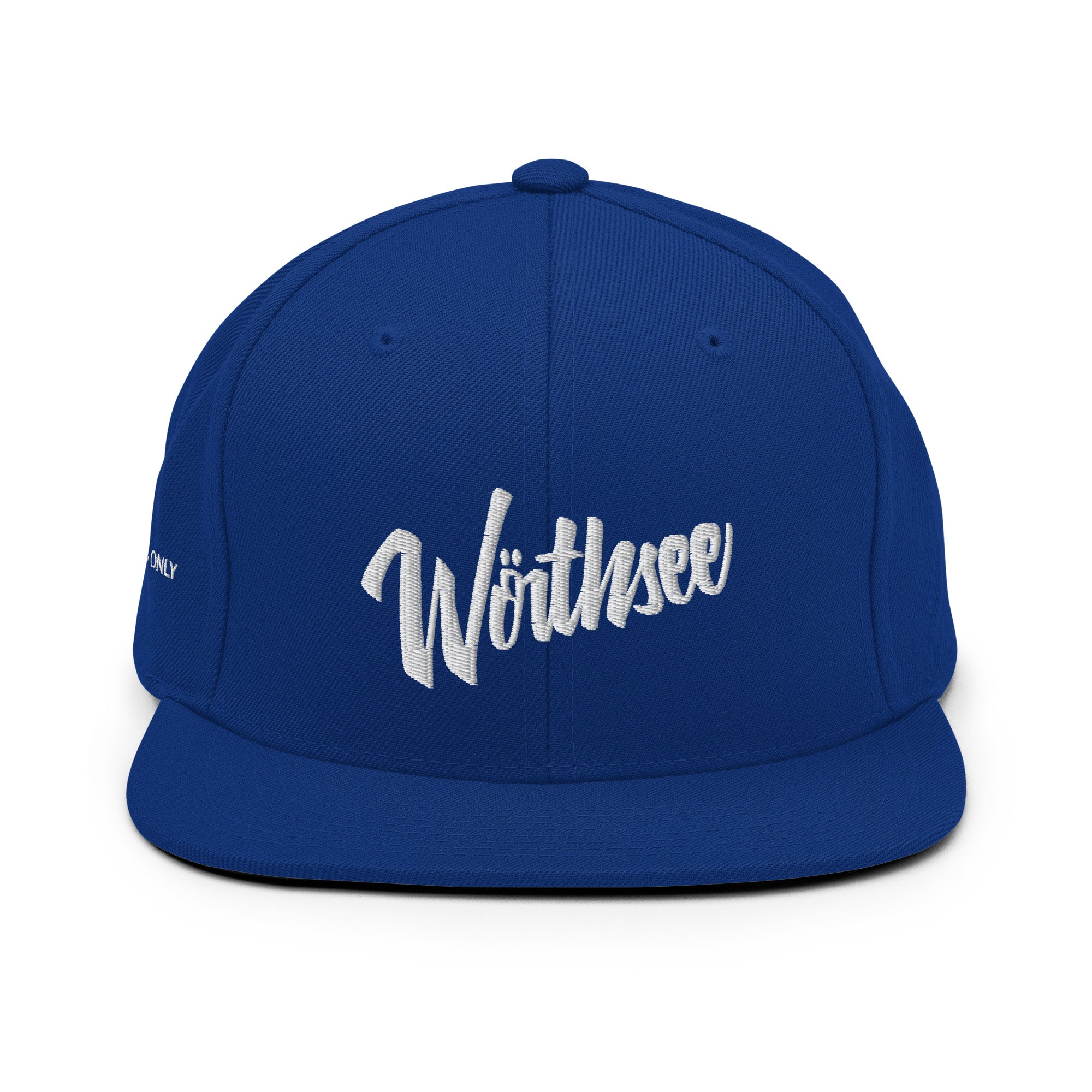 Detailansicht Wörthsee Cap & Basecap, Blau – sportliche Streetwear inspiriert von Inning, Steinebach und dem Fünfseenland