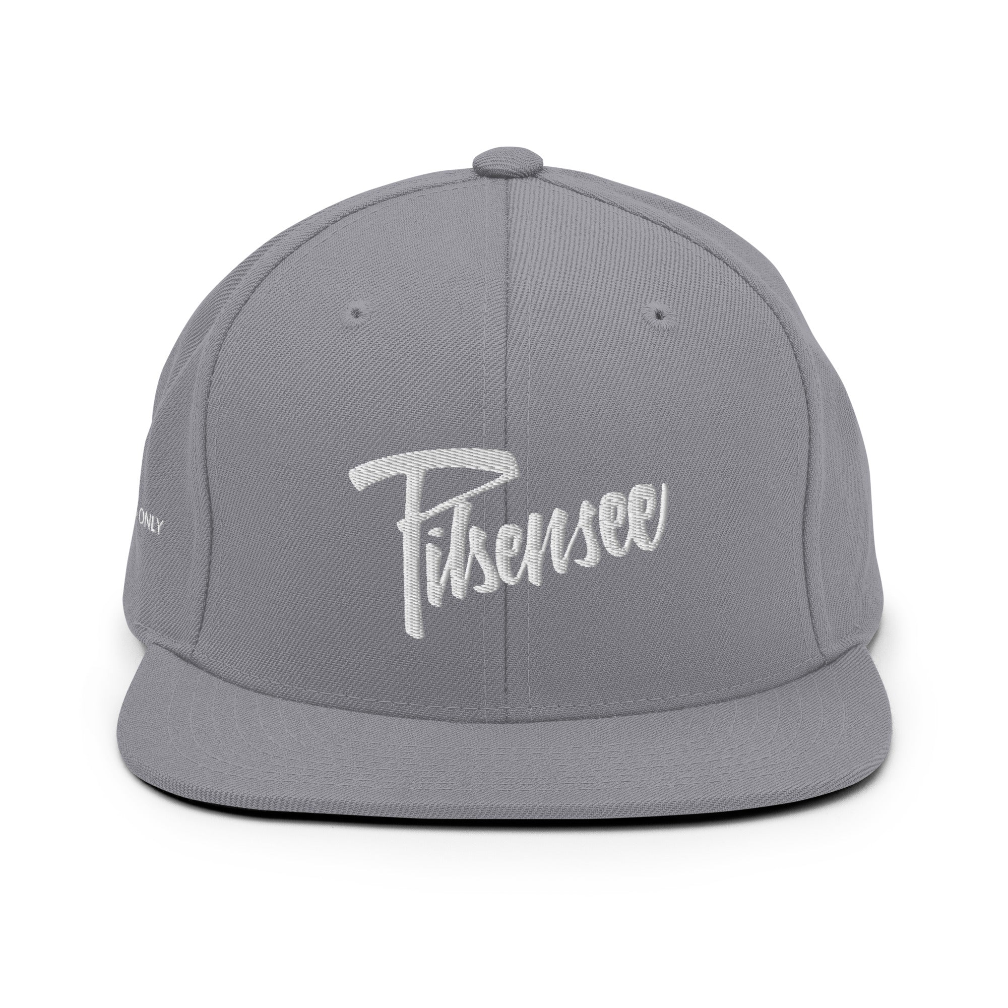 Pilsensee Cap, Grau,Detail, Streetwear Accessoire vom Pilsensee aus dem Fünfseenland in Bayern