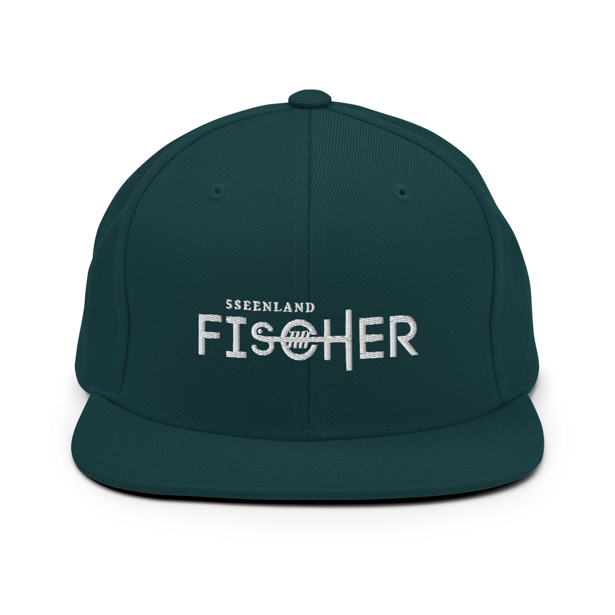 Snapback Cap Fischer Grün – Frontansicht inspiriert vom Starnberger See & München Lifestyle, Ammersoul 5Seen Fischer & Angler