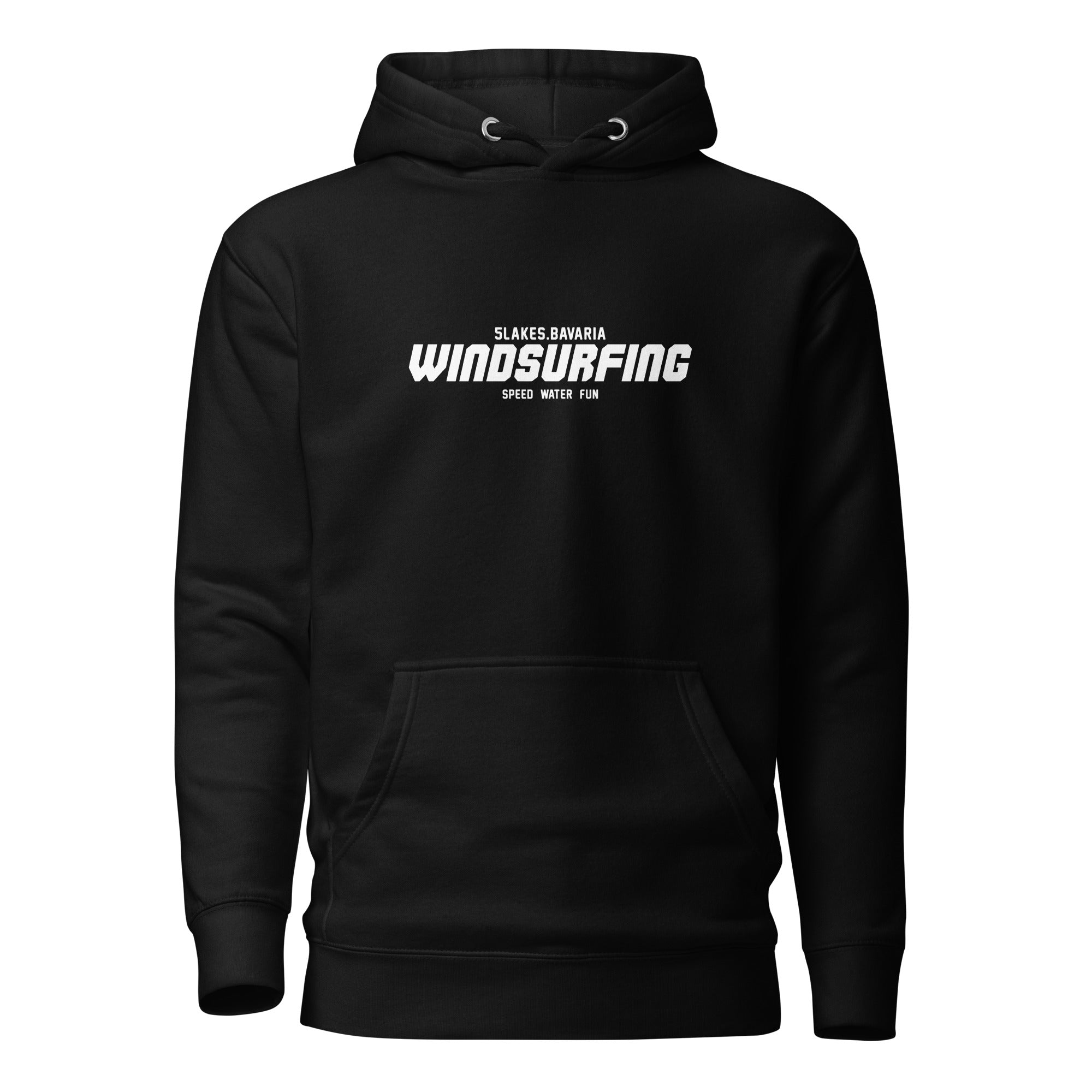 Windsurfen Hoodie Unisex –  Windsurf Kapuzenpullover inspiriert vom Surfen am Ammersee, Starnberger See, Wörthsee, Pilsensee